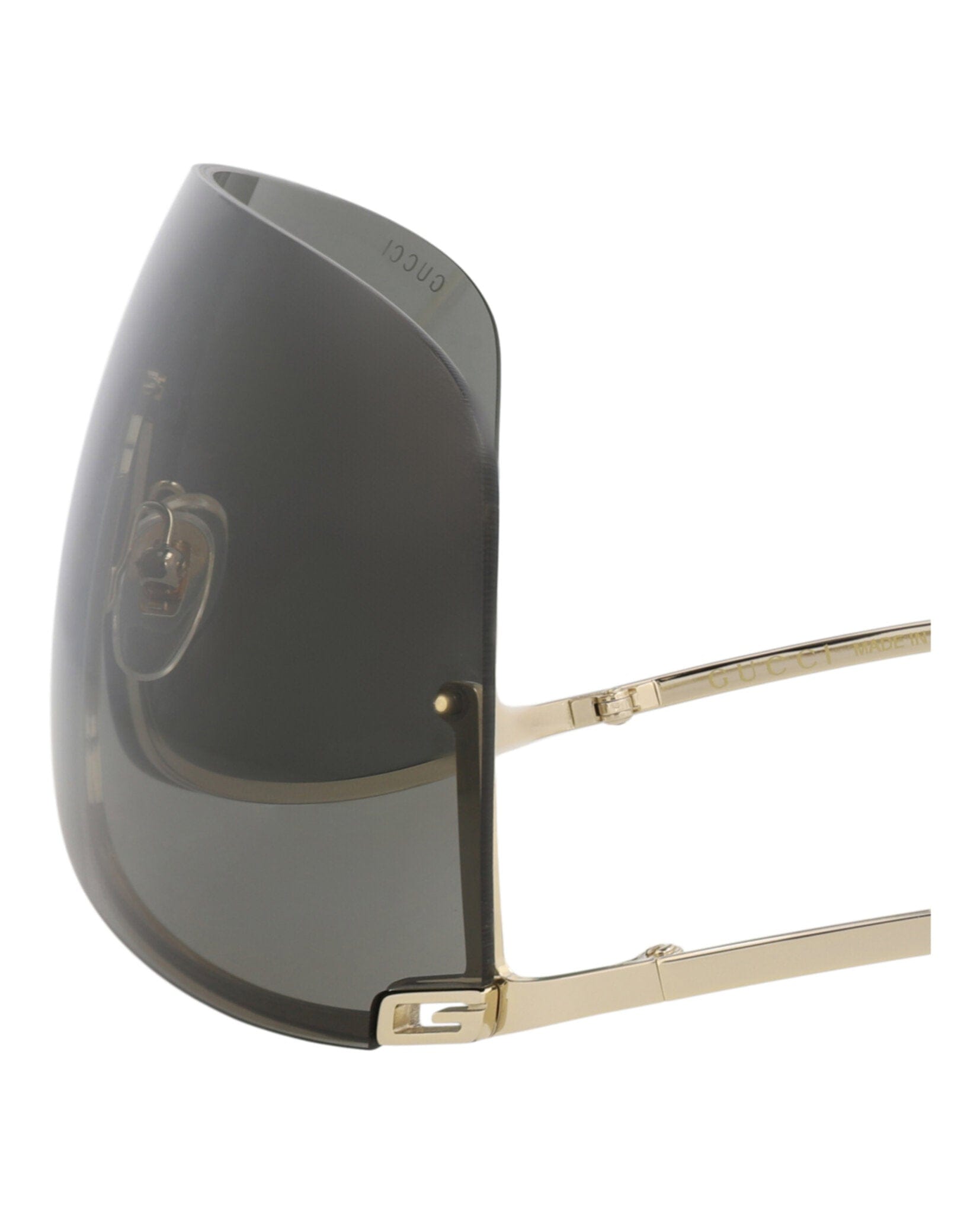 Gucci Unisex Shield/Wrap Gold Gold Grey Fashion Designer Eyewear