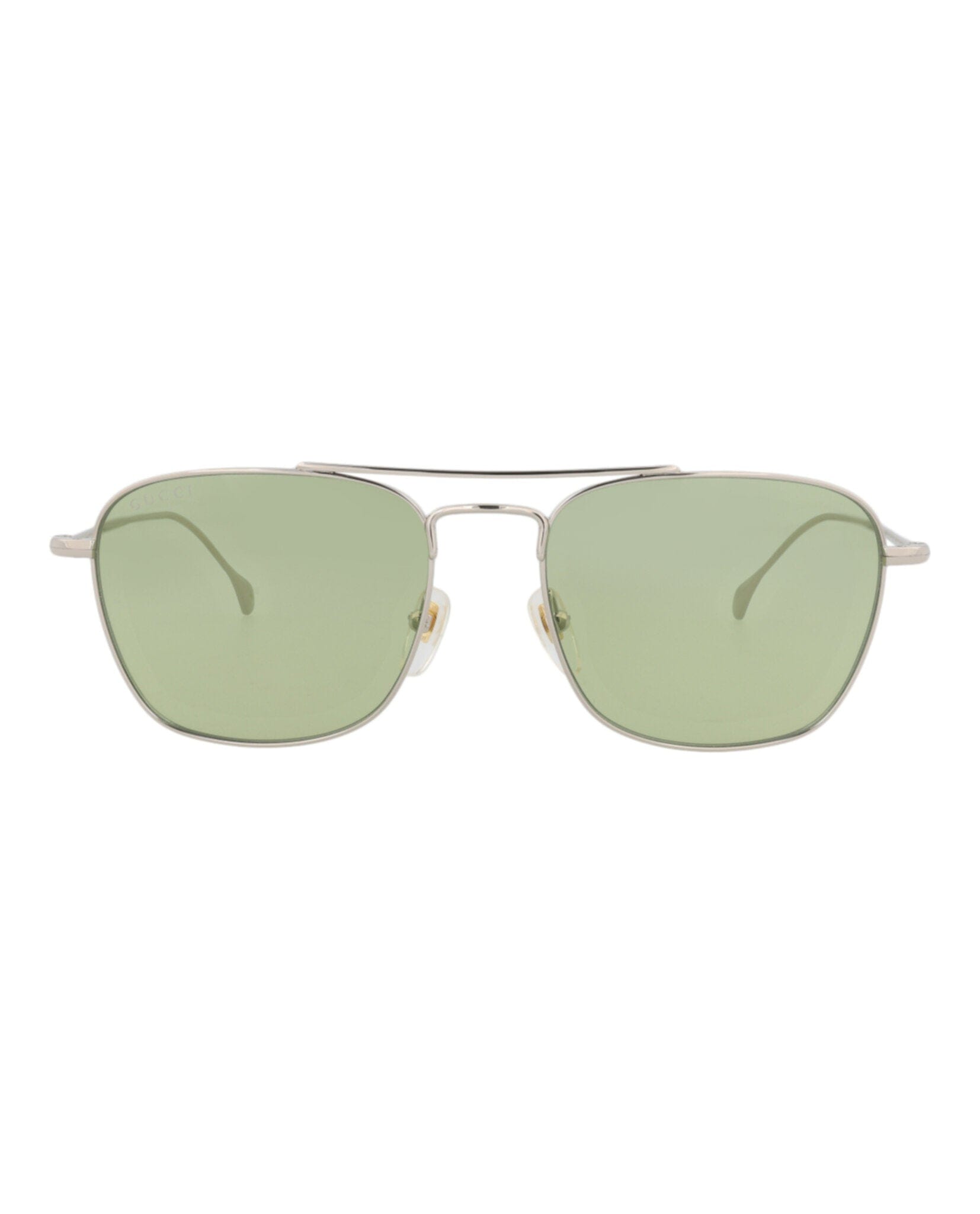 Gucci Mens Square/Rectangle Silver Silver Green Fashion Designer Eyewear