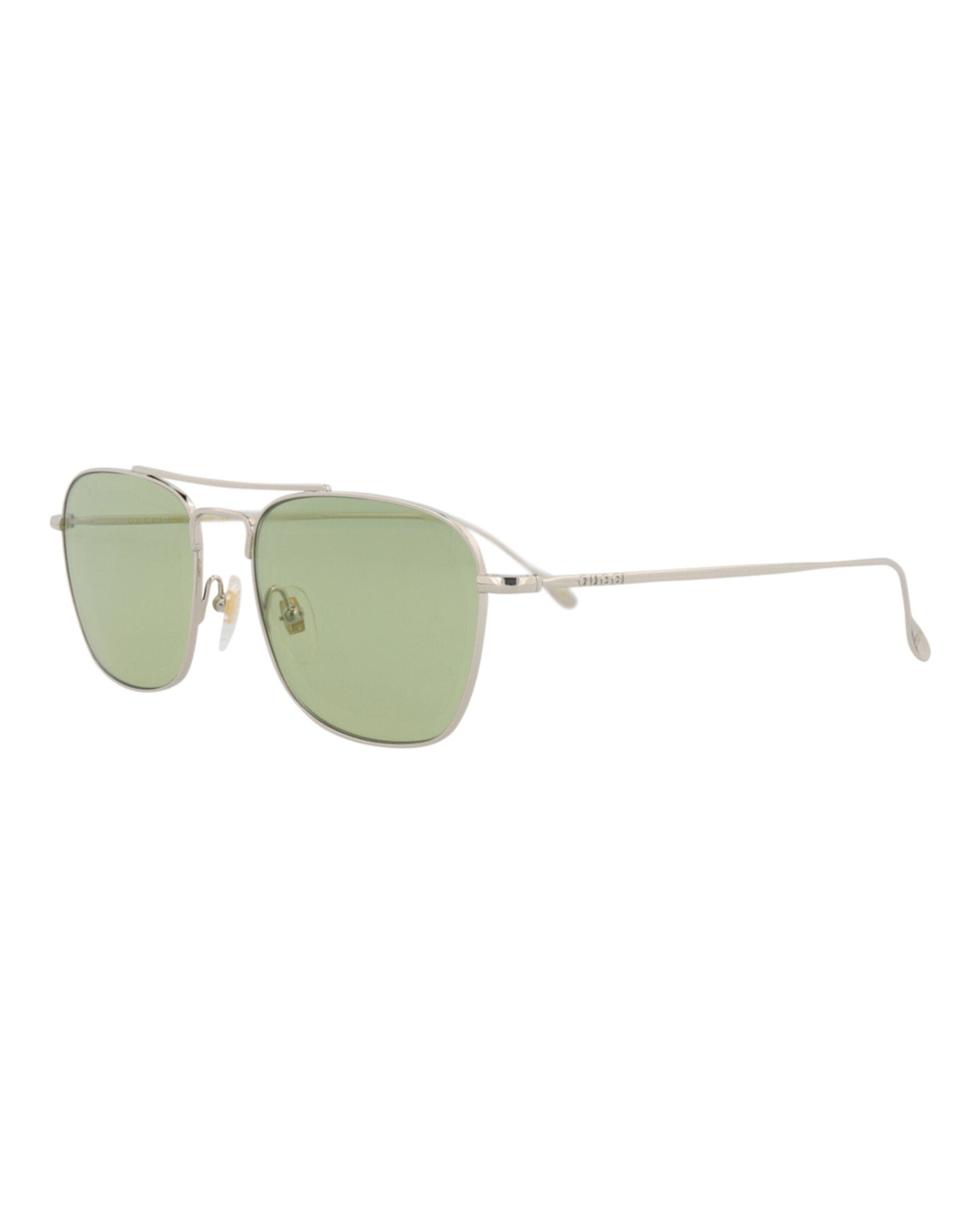 Gucci Mens Square/Rectangle Silver Silver Green Fashion Designer Eyewear