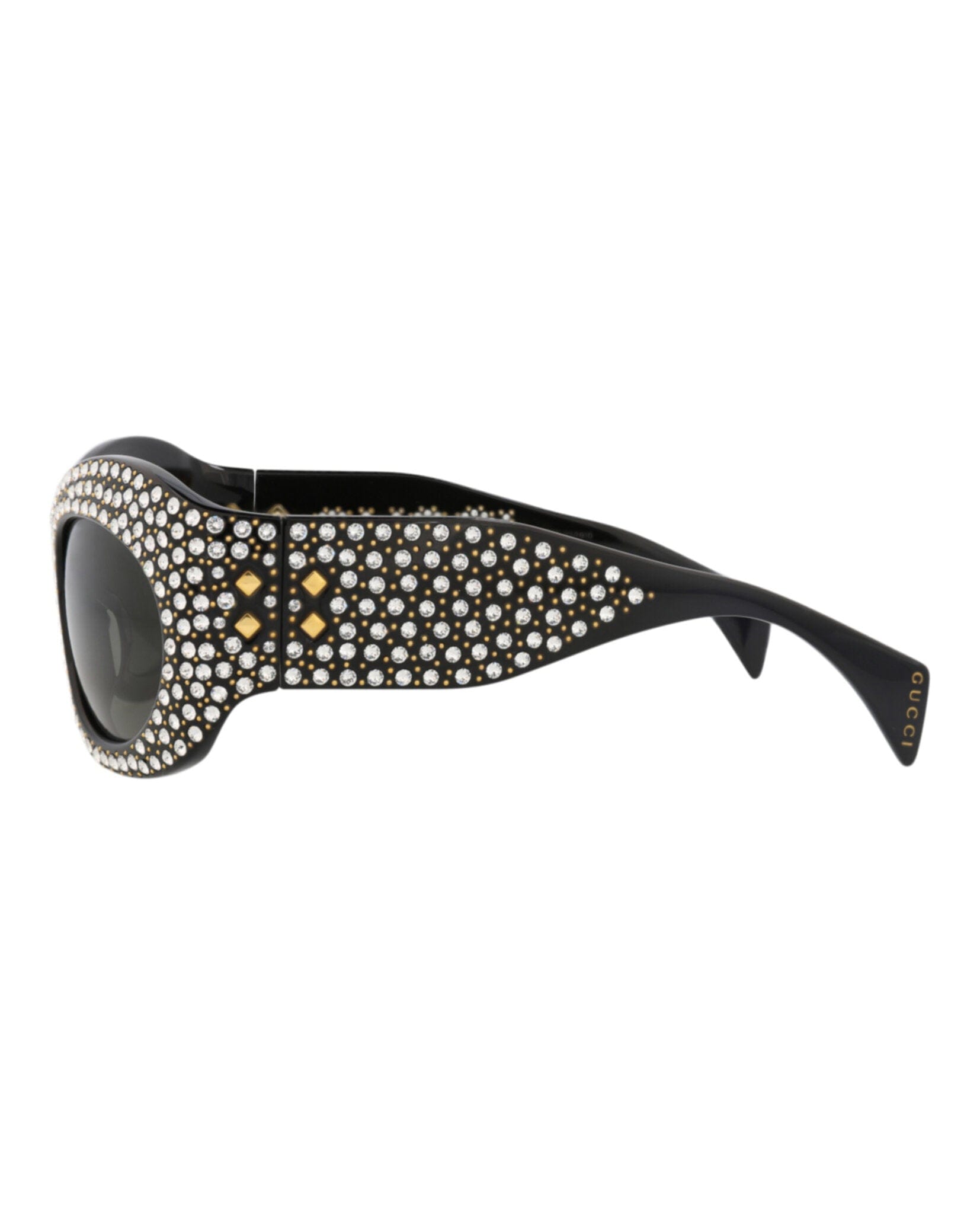 Gucci Unisex Shield/Wrap Black Black Grey Fashion Designer Eyewear
