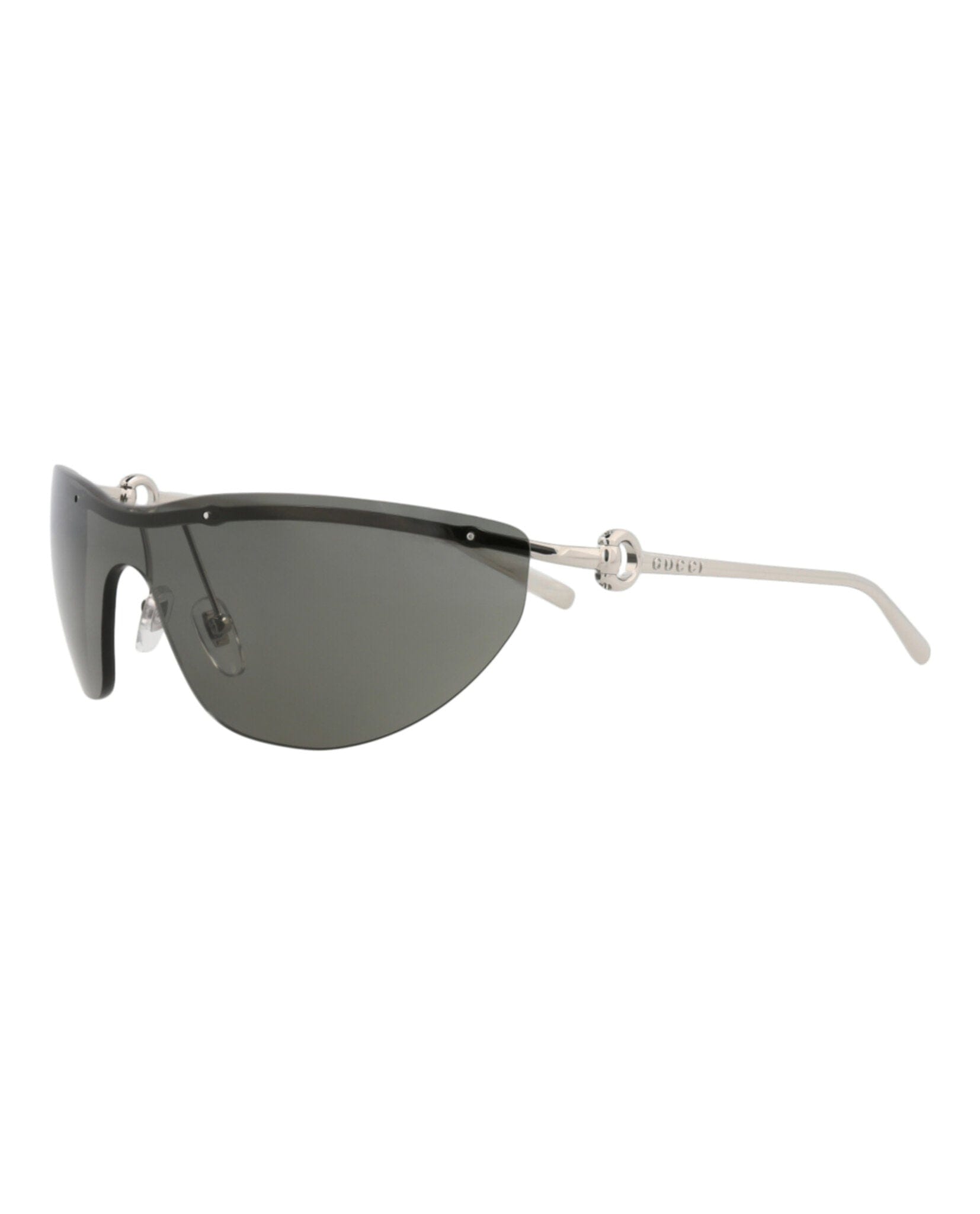 Gucci Womens Shield/Wrap Silver Silver Grey Fashion Designer Eyewear