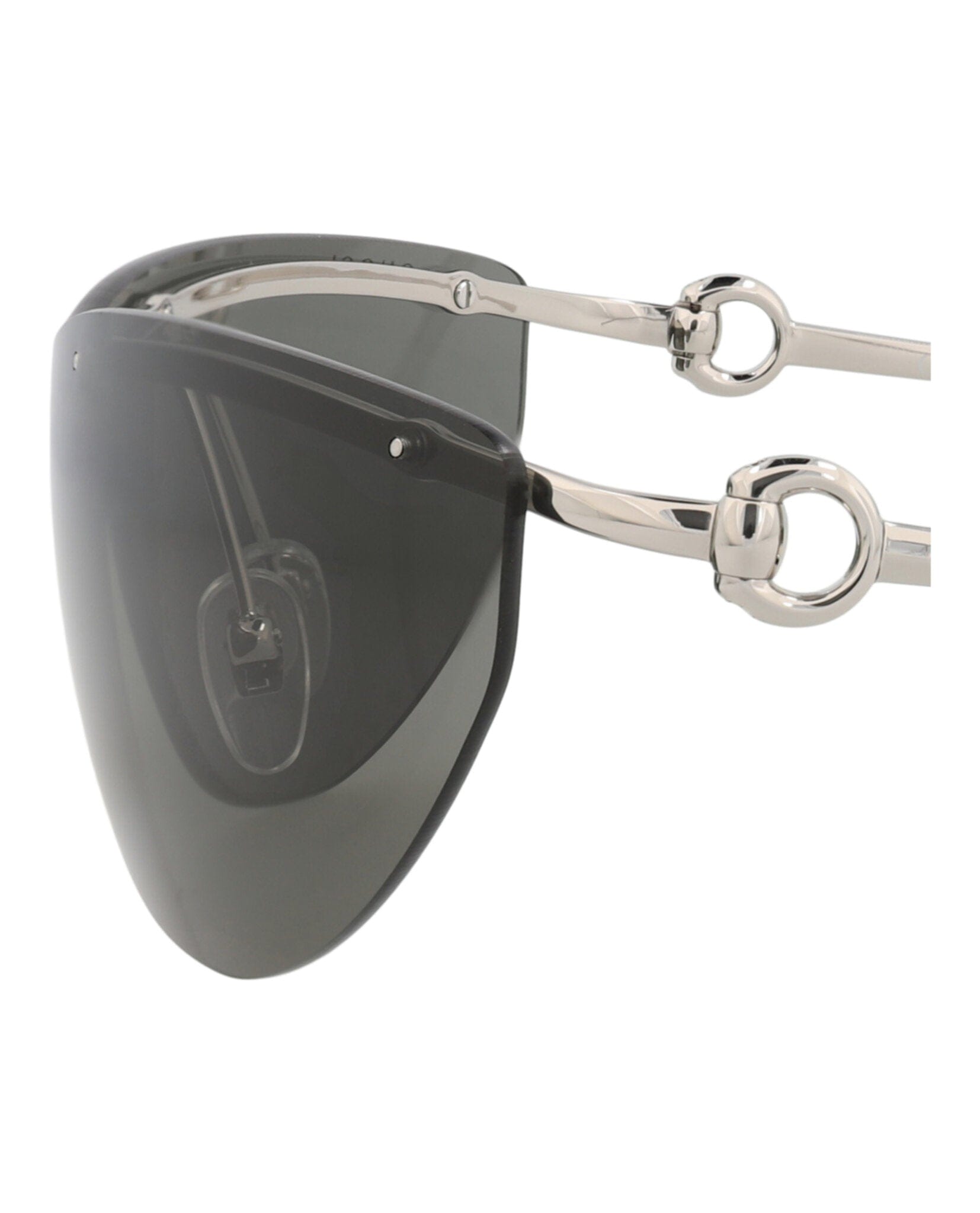 Gucci Womens Shield/Wrap Silver Silver Grey Fashion Designer Eyewear