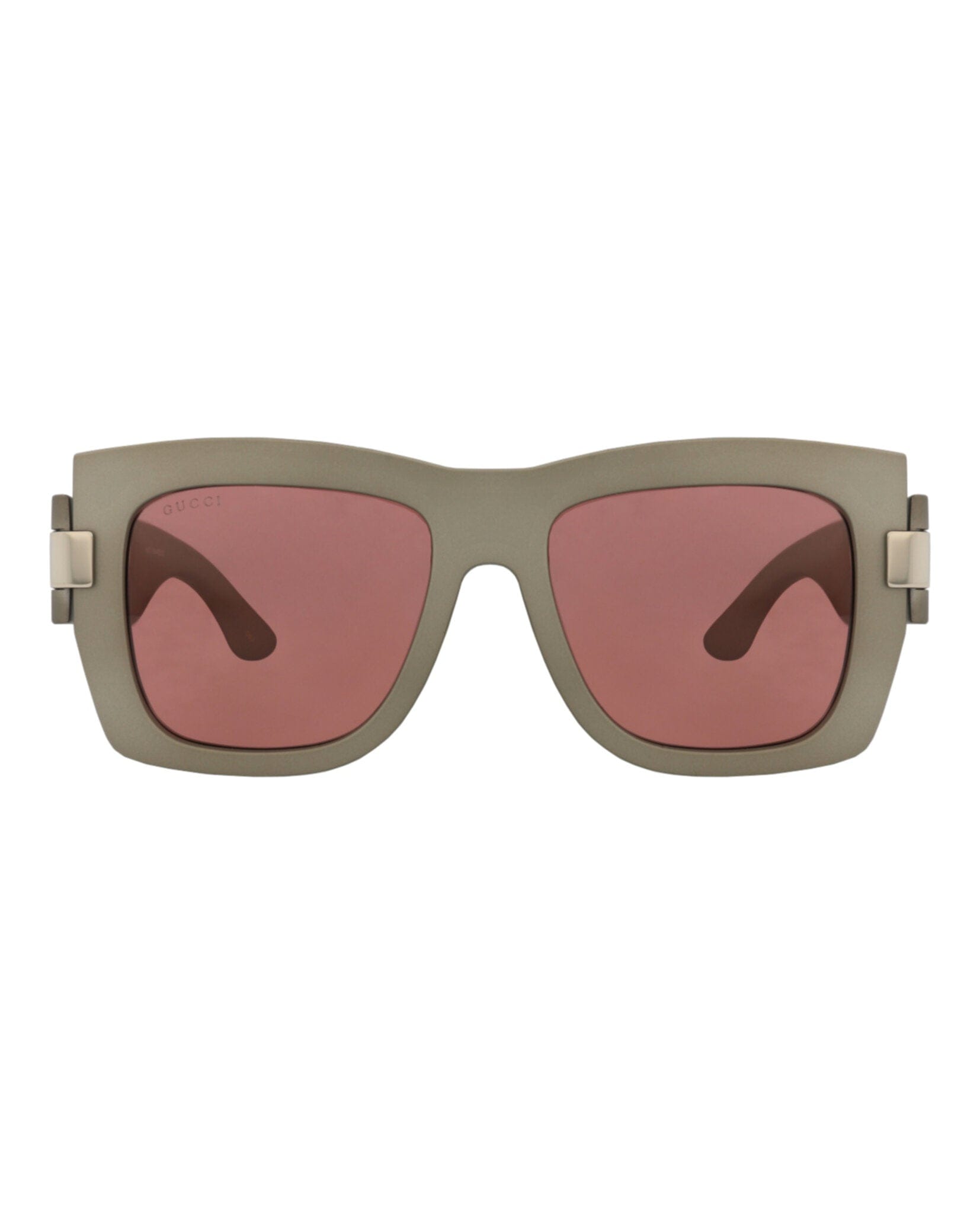 Gucci Womens Square/Rectangle Grey Grey Red Fashion Designer Eyewear