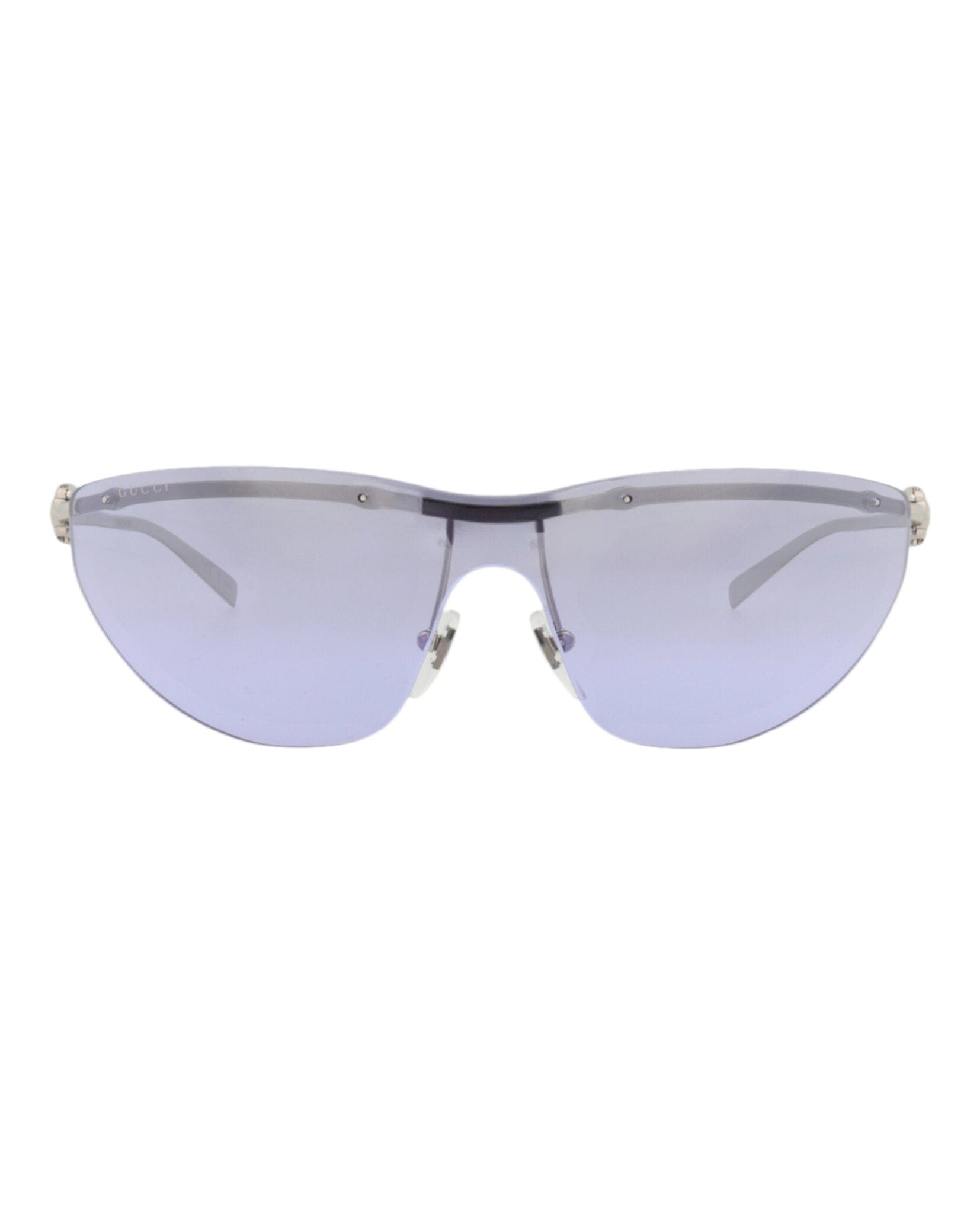 Gucci Womens Shield/Wrap Silver Silver Violet Fashion Designer Eyewear