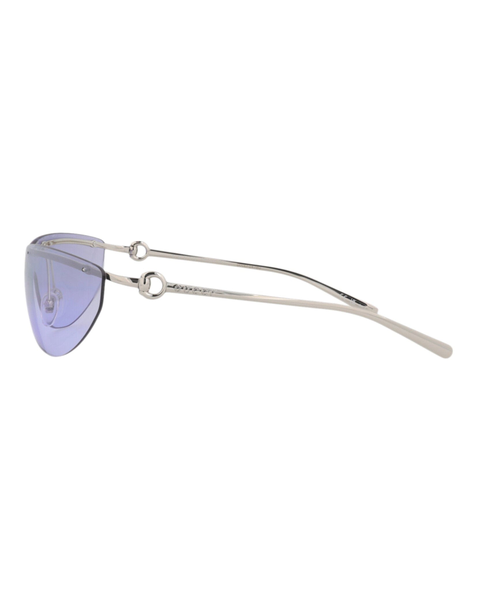 Gucci Womens Shield/Wrap Silver Silver Violet Fashion Designer Eyewear