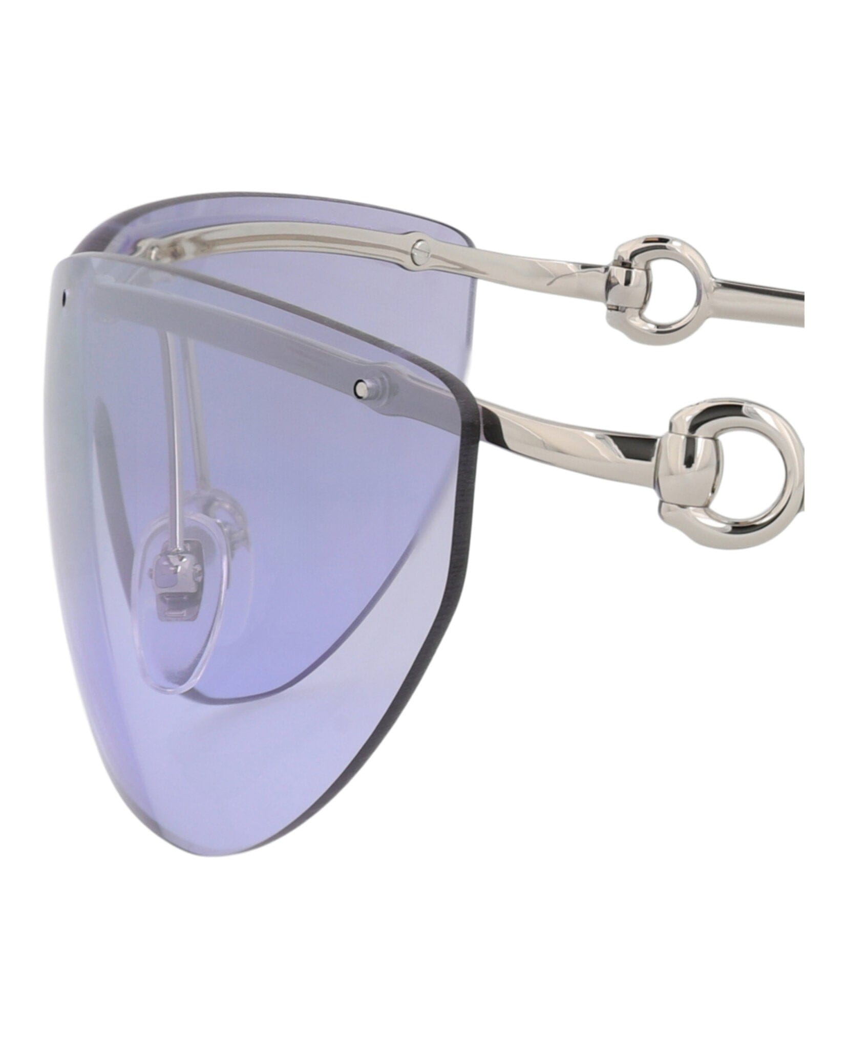 Gucci Womens Shield/Wrap Silver Silver Violet Fashion Designer Eyewear