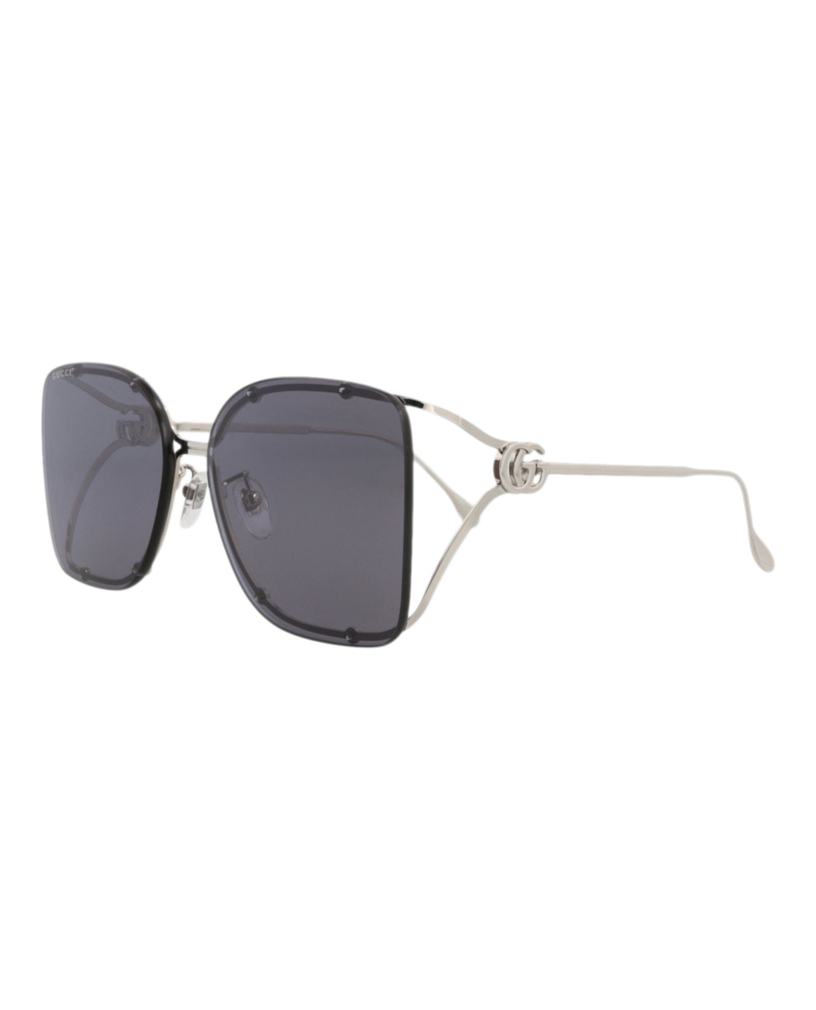 Gucci Womens Square/Rectangle Silver Silver Violet Fashion Designer Eyewear