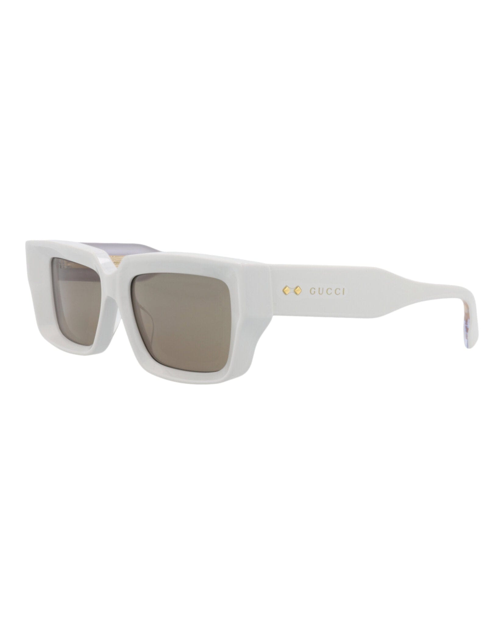 Gucci Unisex Square/Rectangle Grey Grey Brown Fashion Designer Eyewear
