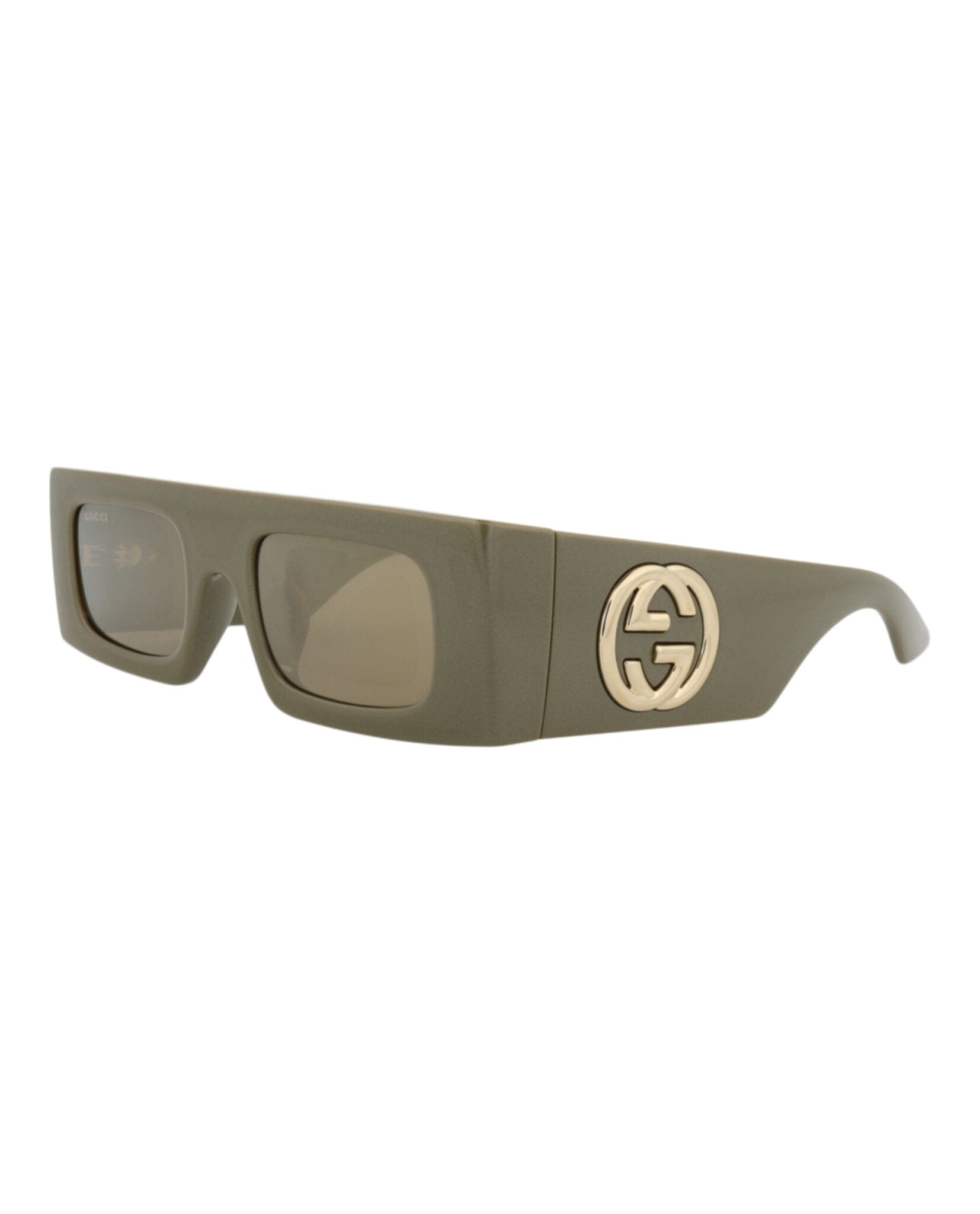 Gucci Womens Shield/Wrap Green Green Brown Fashion Designer Eyewear
