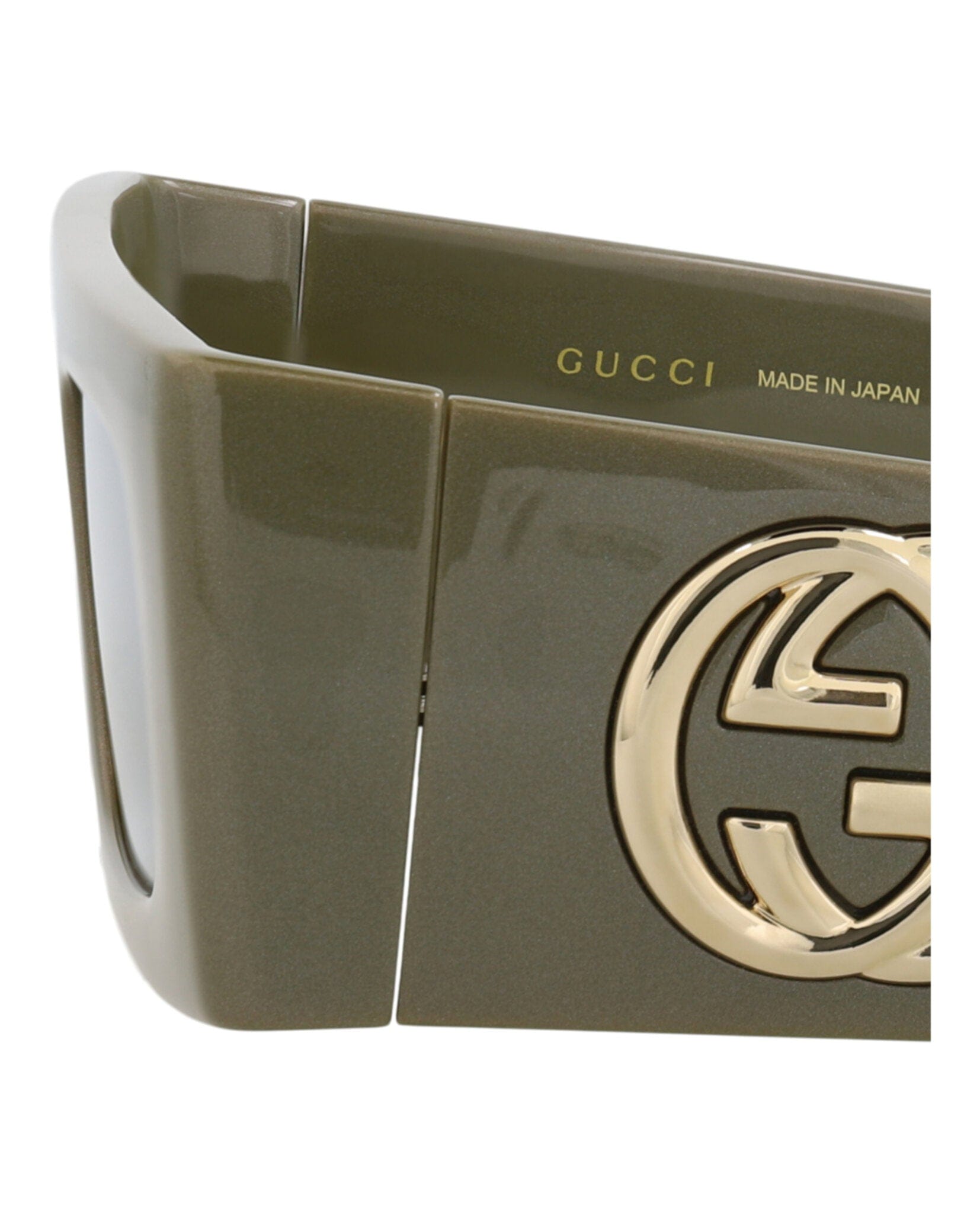 Gucci Womens Shield/Wrap Green Green Brown Fashion Designer Eyewear