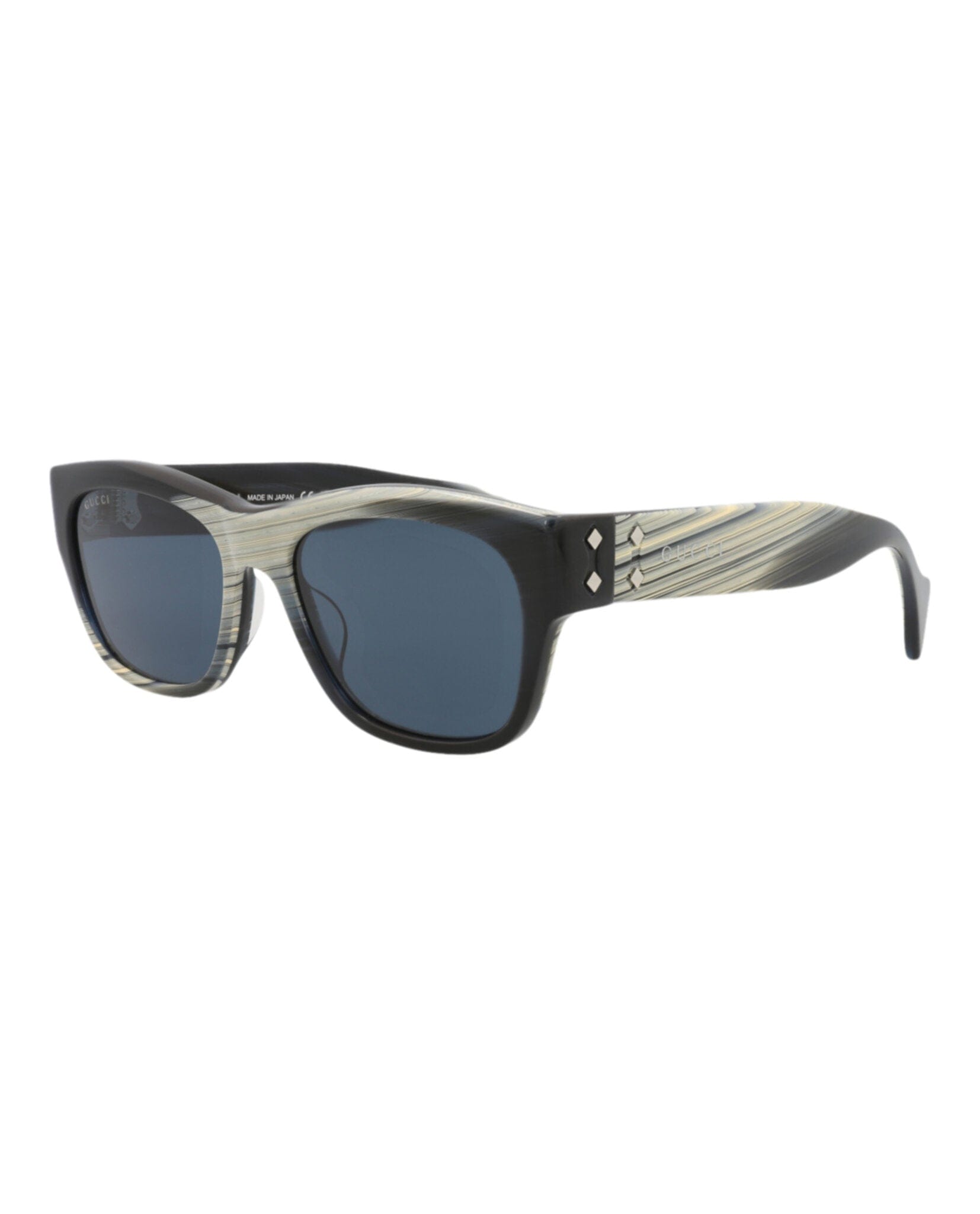 Gucci Mens Square/Rectangle Black Black Blue Fashion Designer Eyewear