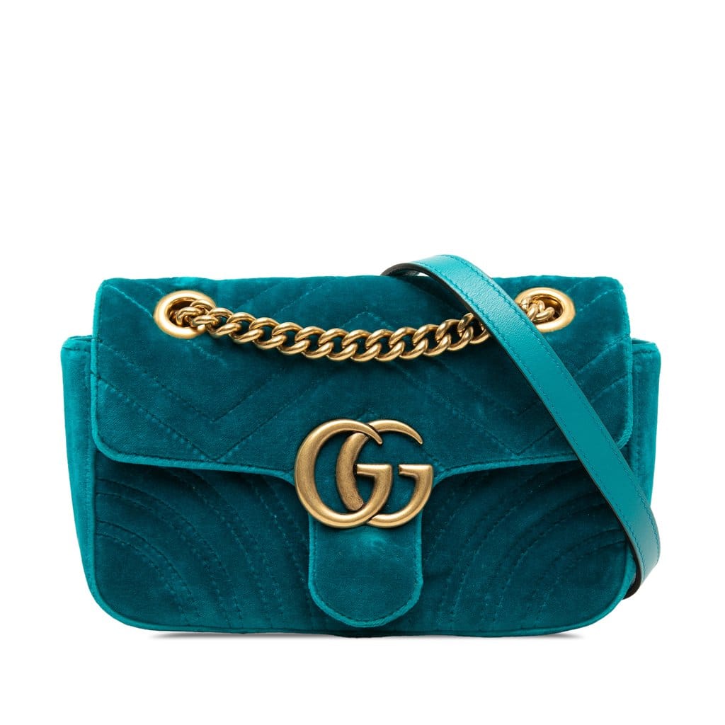 Gucci Small GG Marmont Matelasse Velvet Shoulder Bag