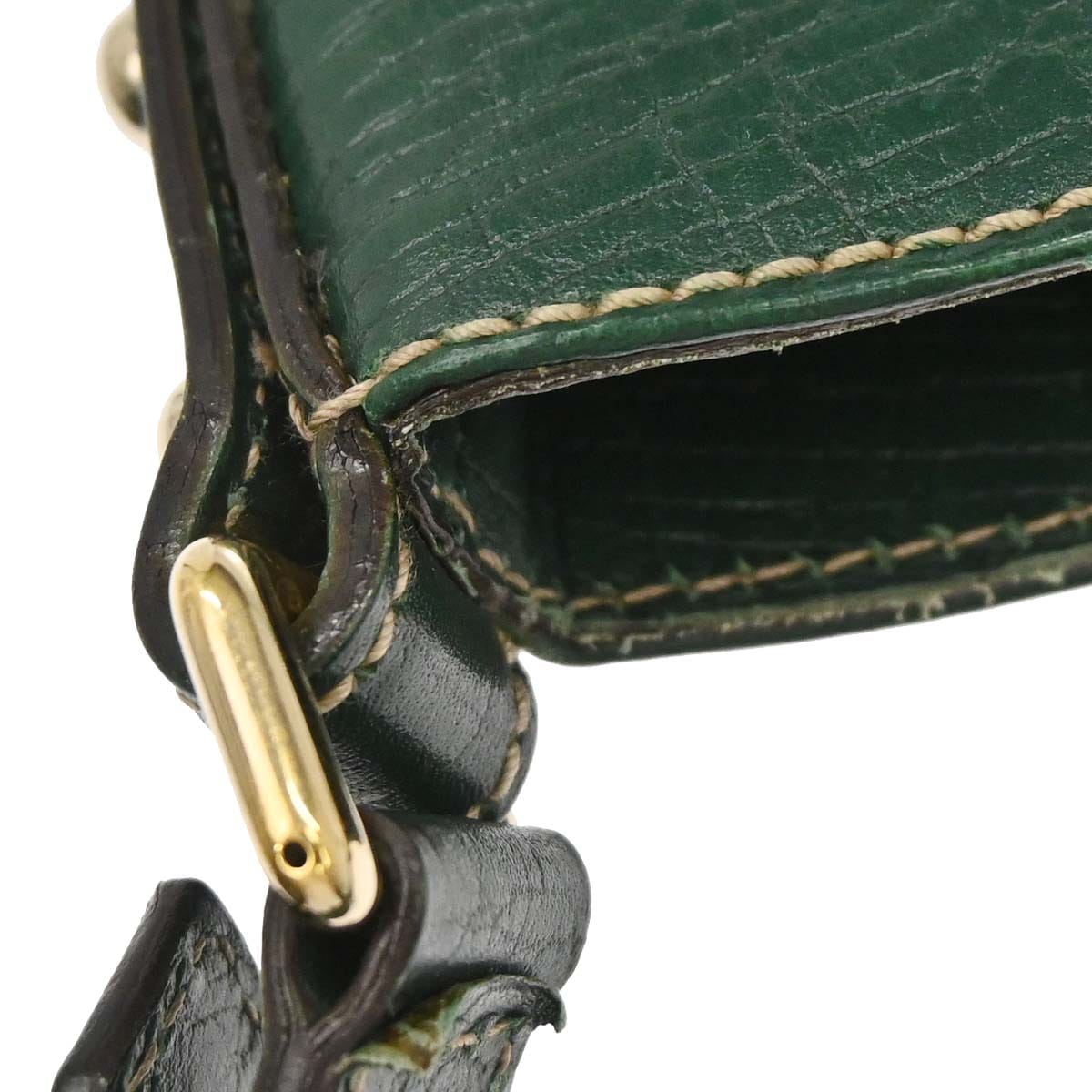 Gucci Beige Green GG Canvas Horsebit Shoulder Bag