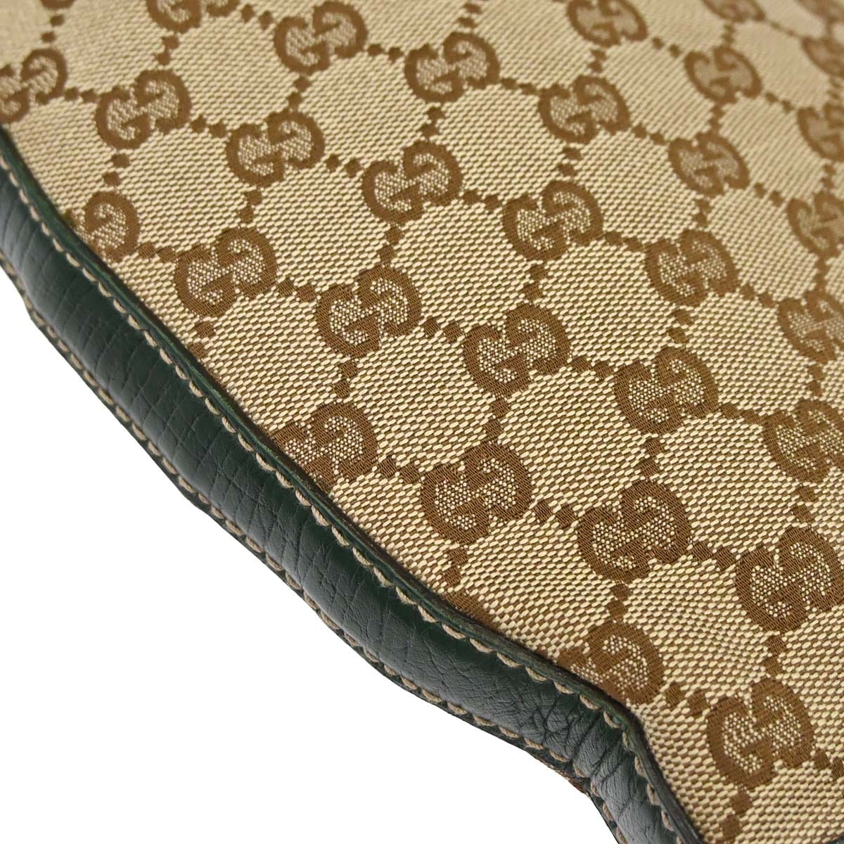 Gucci Beige Green GG Canvas Horsebit Shoulder Bag