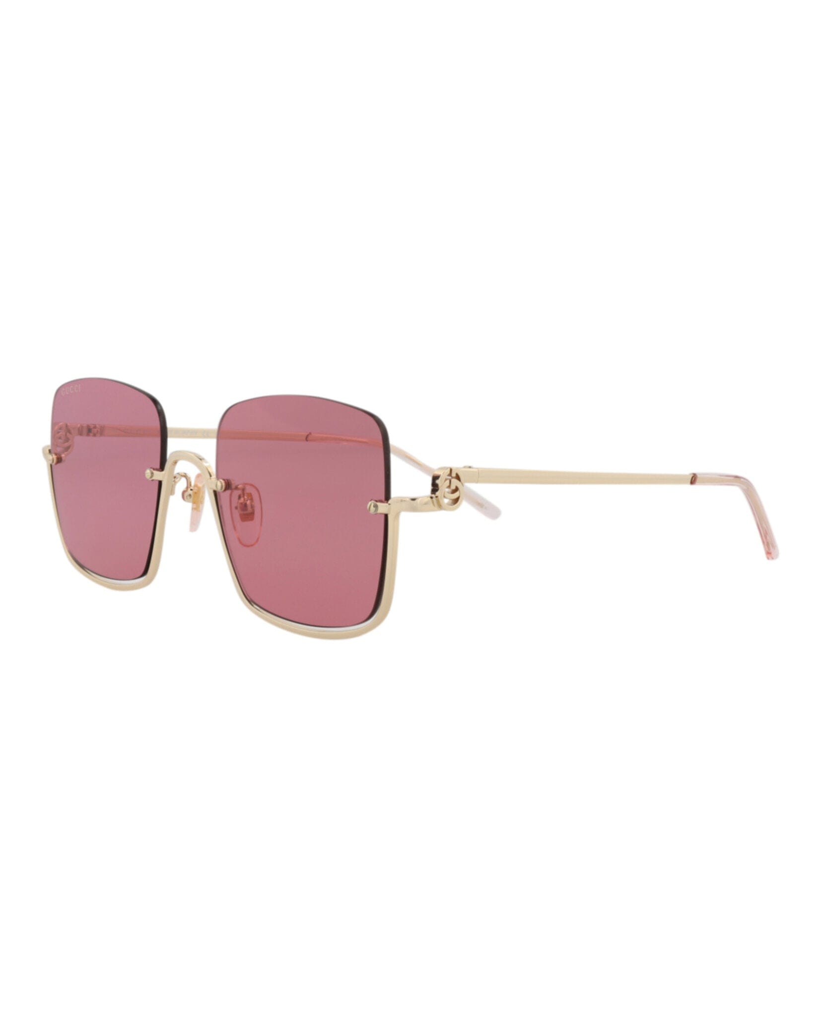 Gucci Womens Square/Rectangle Gold Gold Red Fashion Designer Eyewear