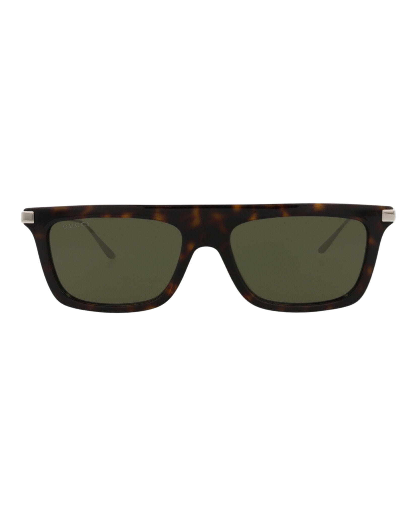 Gucci Mens Square/Rectangle Havana Silver Green Fashion Designer Eyewear