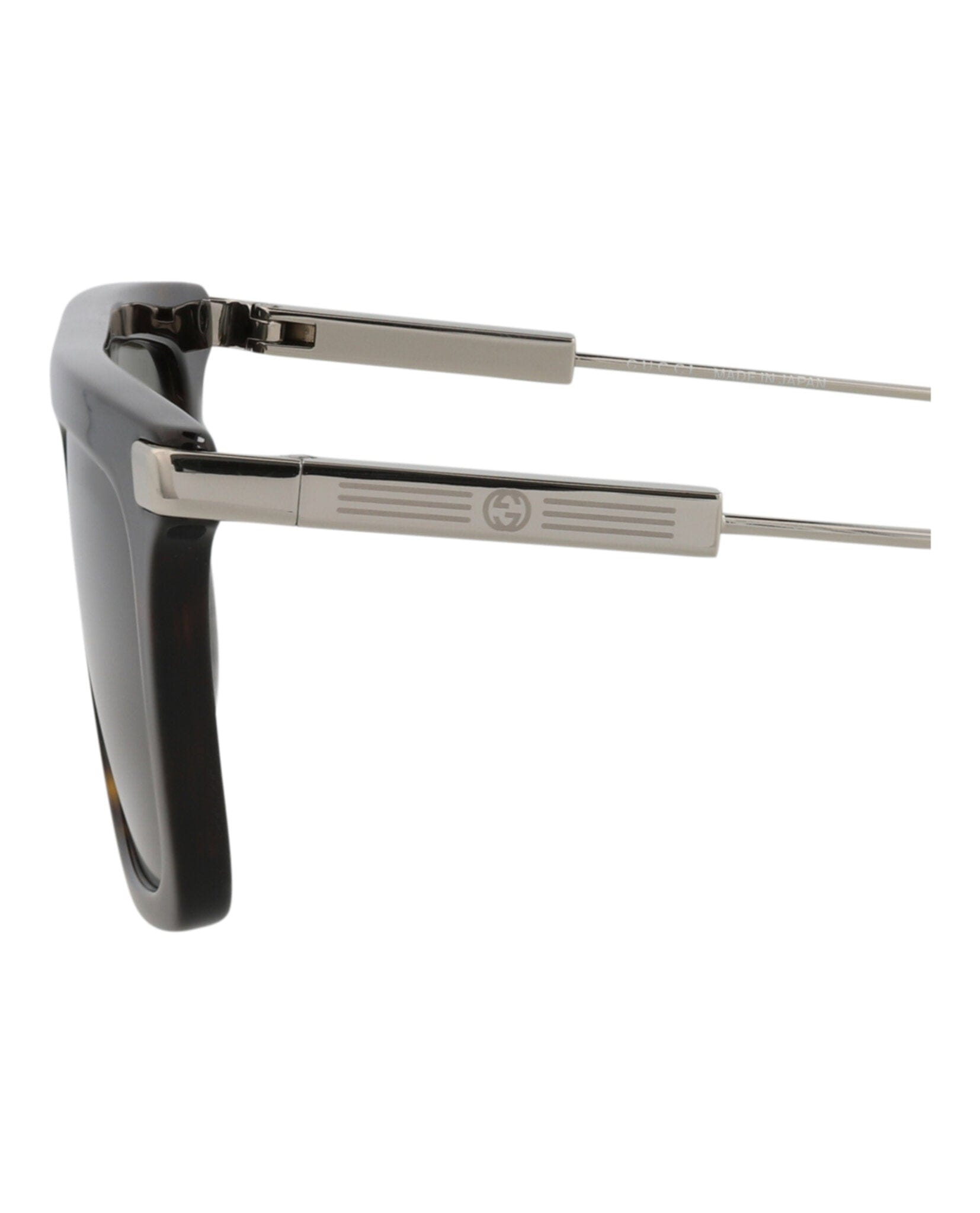 Gucci Mens Square/Rectangle Havana Silver Green Fashion Designer Eyewear