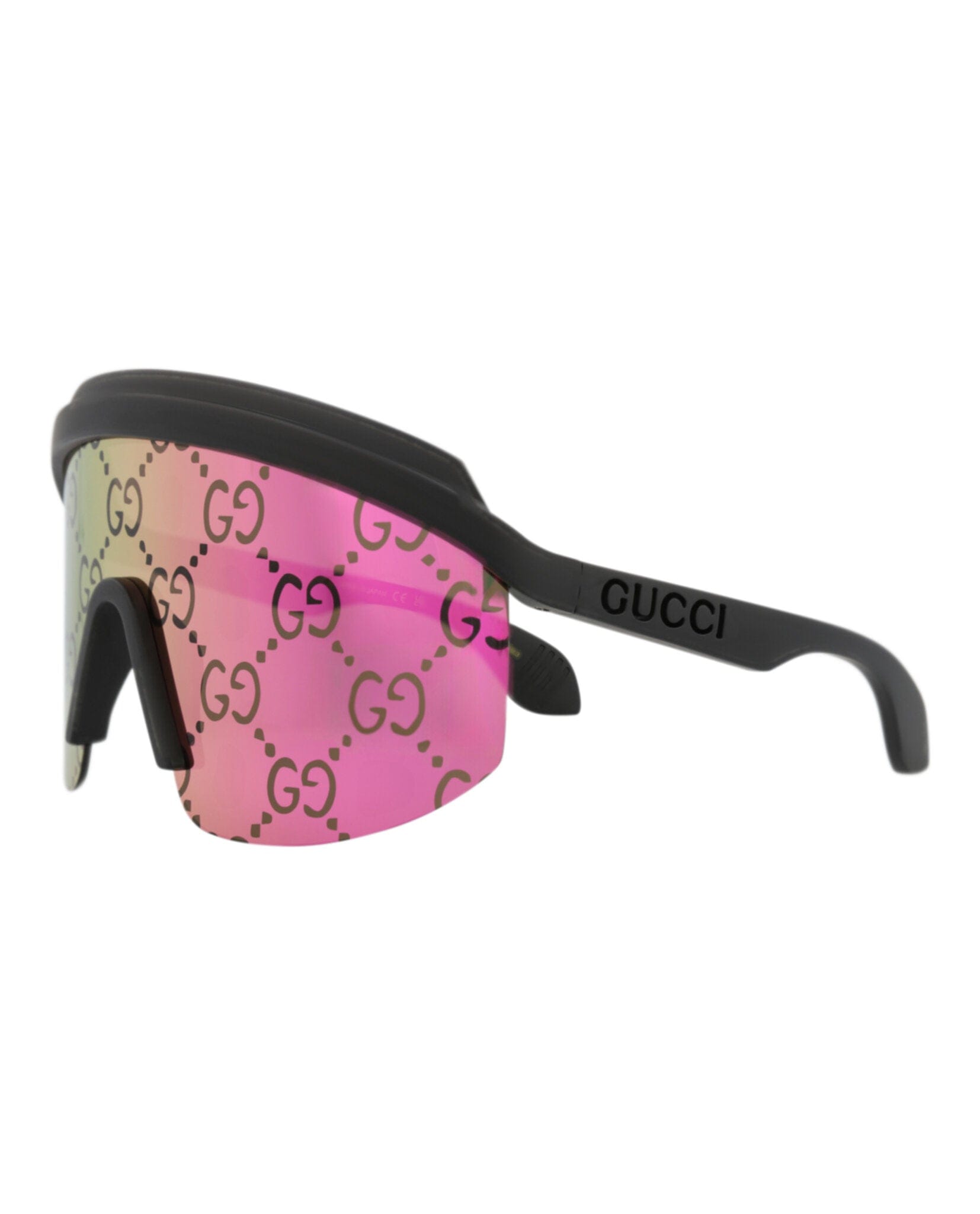 Gucci Womens Shield/Wrap Black Black Pink Fashion Designer Eyewear