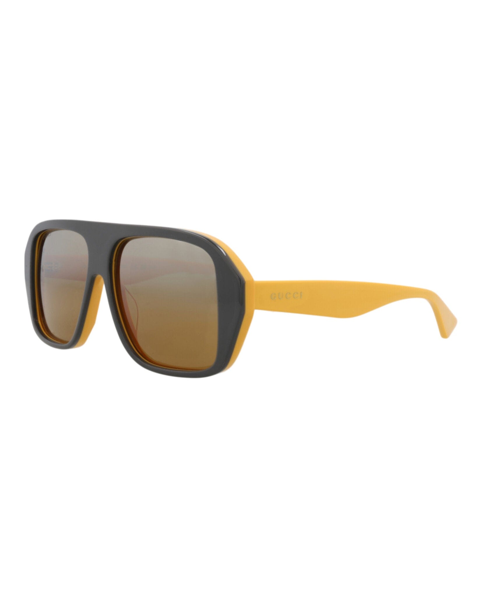 Gucci Mens Aviator Grey Yellow Silver Fashion Designer Eyewear