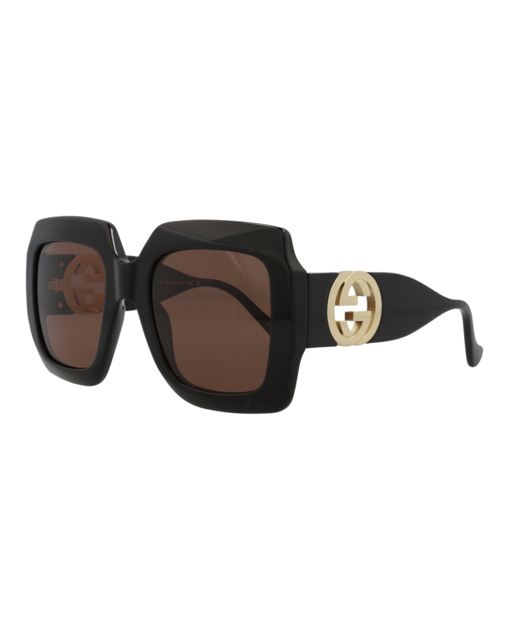 Gucci Womens Square/Rectangle Black Black Brown Fashion Designer Eyewear