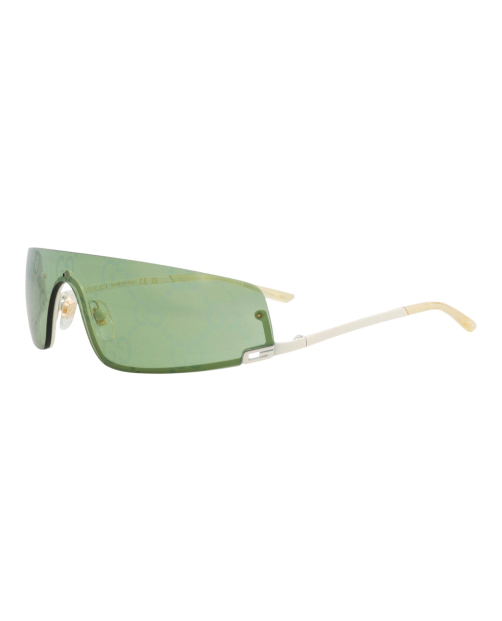 Gucci Unisex Shield/Wrap Ivory Ivory Green Fashion Designer Eyewear