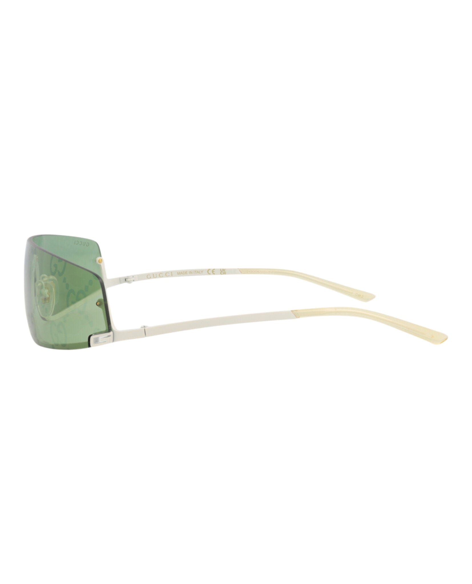 Gucci Unisex Shield/Wrap Ivory Ivory Green Fashion Designer Eyewear