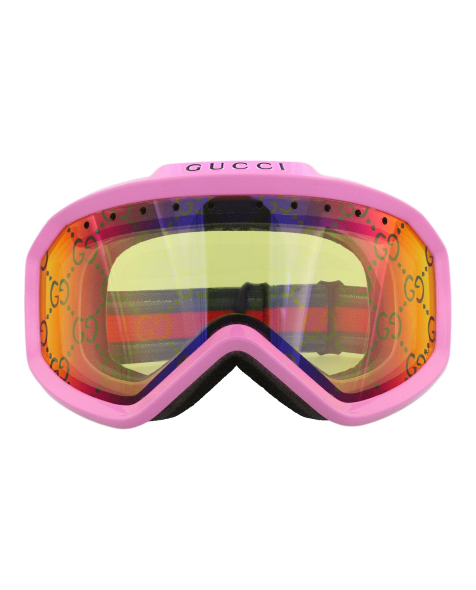 Gucci Unisex Shield/Wrap Pink Multicolor Yellow Fashion Designer Eyewear