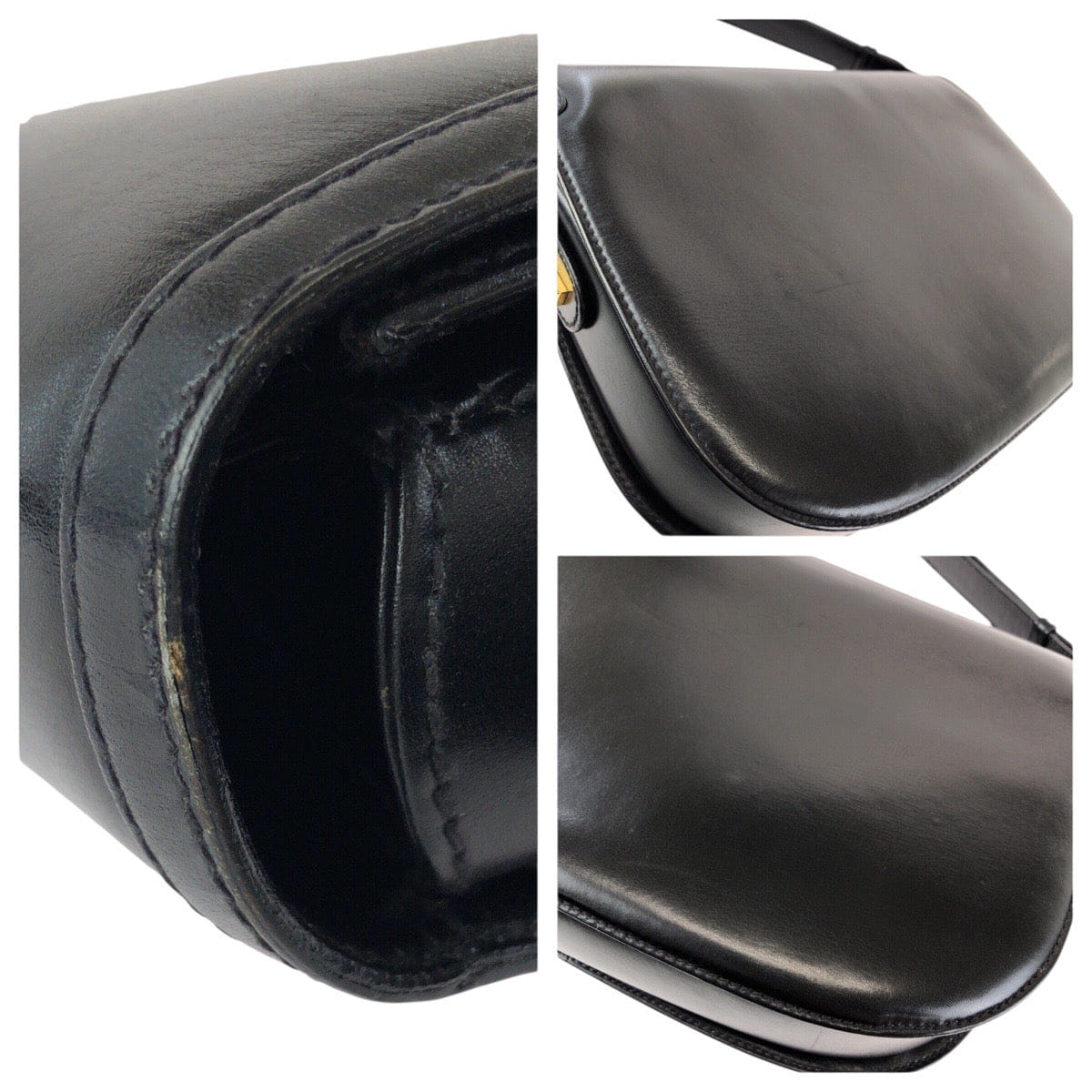 Gucci Vintage Leather Shoulder Bag Black