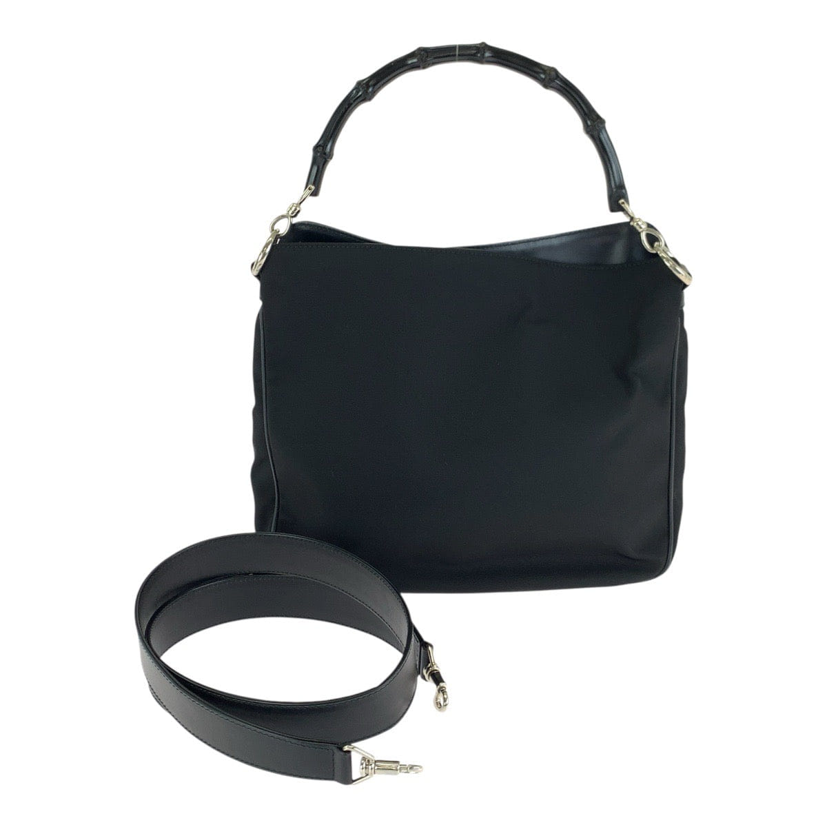 Gucci Bamboo Nylon Leather Shoulder Bag