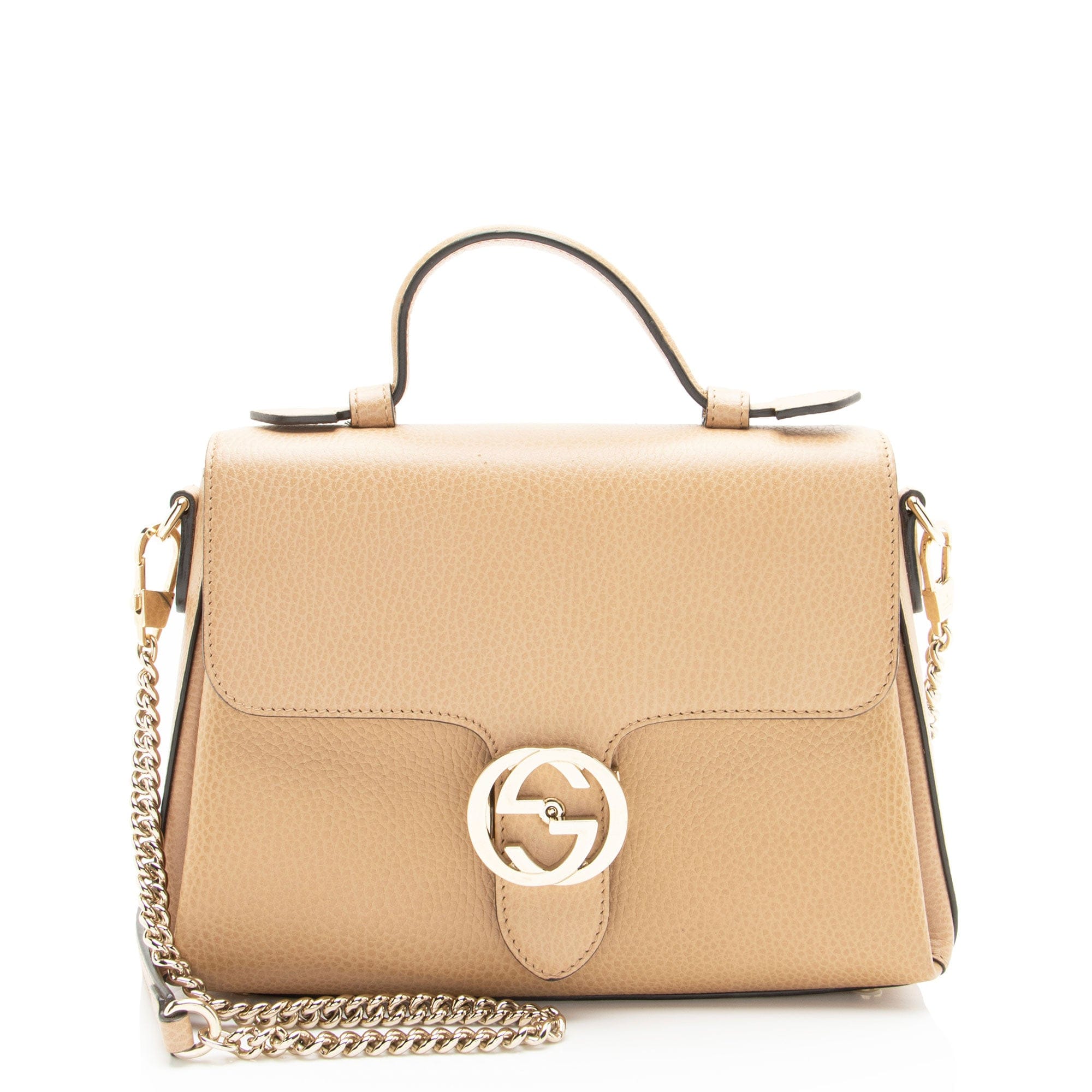 Gucci Leather Interlocking G Small Top Handle