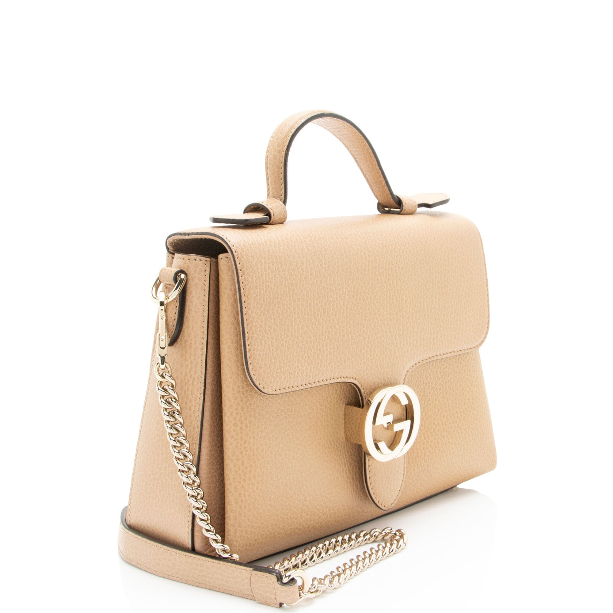 Gucci Leather Interlocking G Small Top Handle