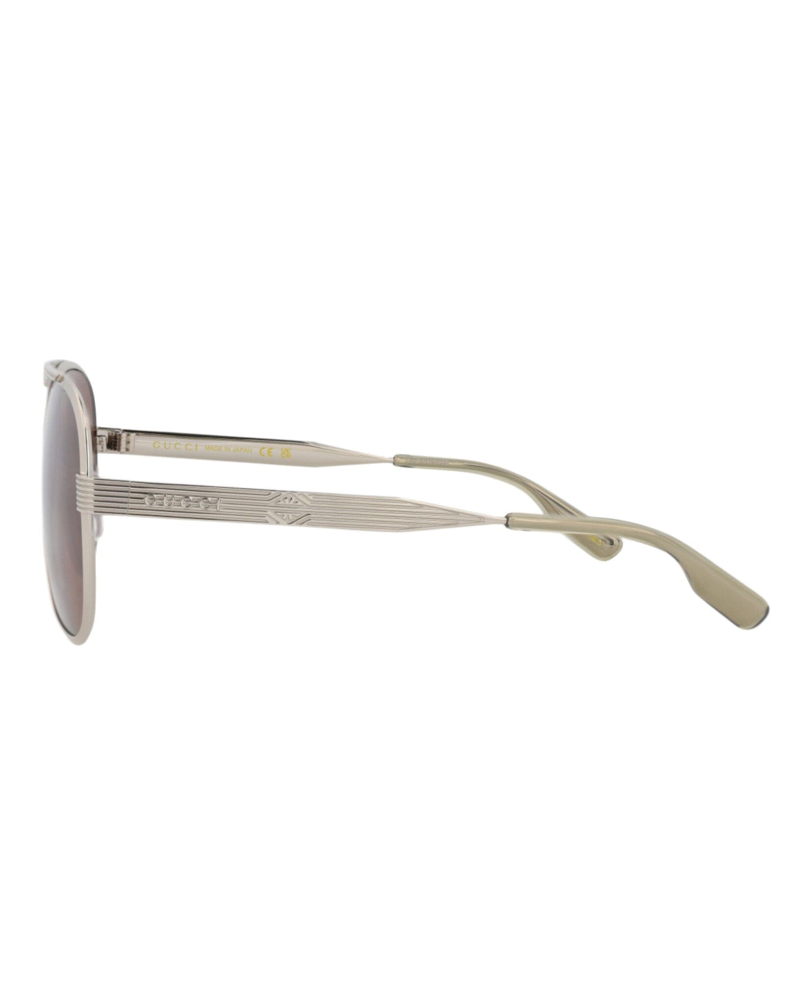 Gucci Mens Aviator Silver Silver Brown Fashion Designer Eyewear