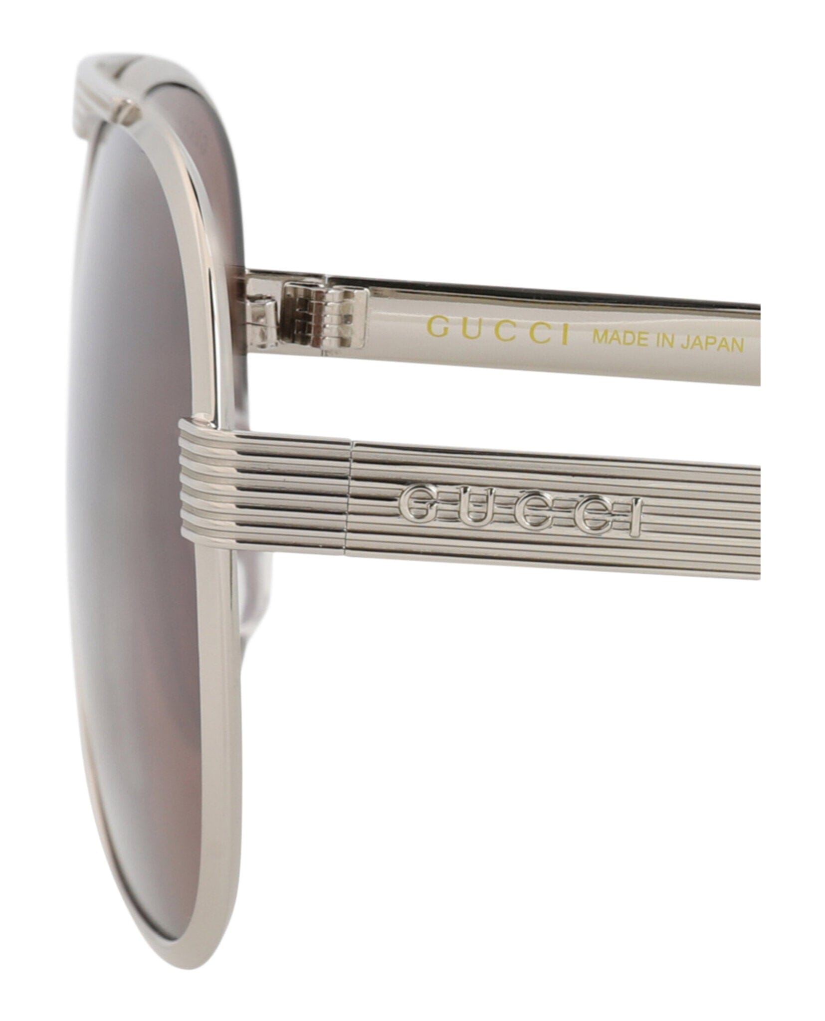 Gucci Mens Aviator Silver Silver Brown Fashion Designer Eyewear