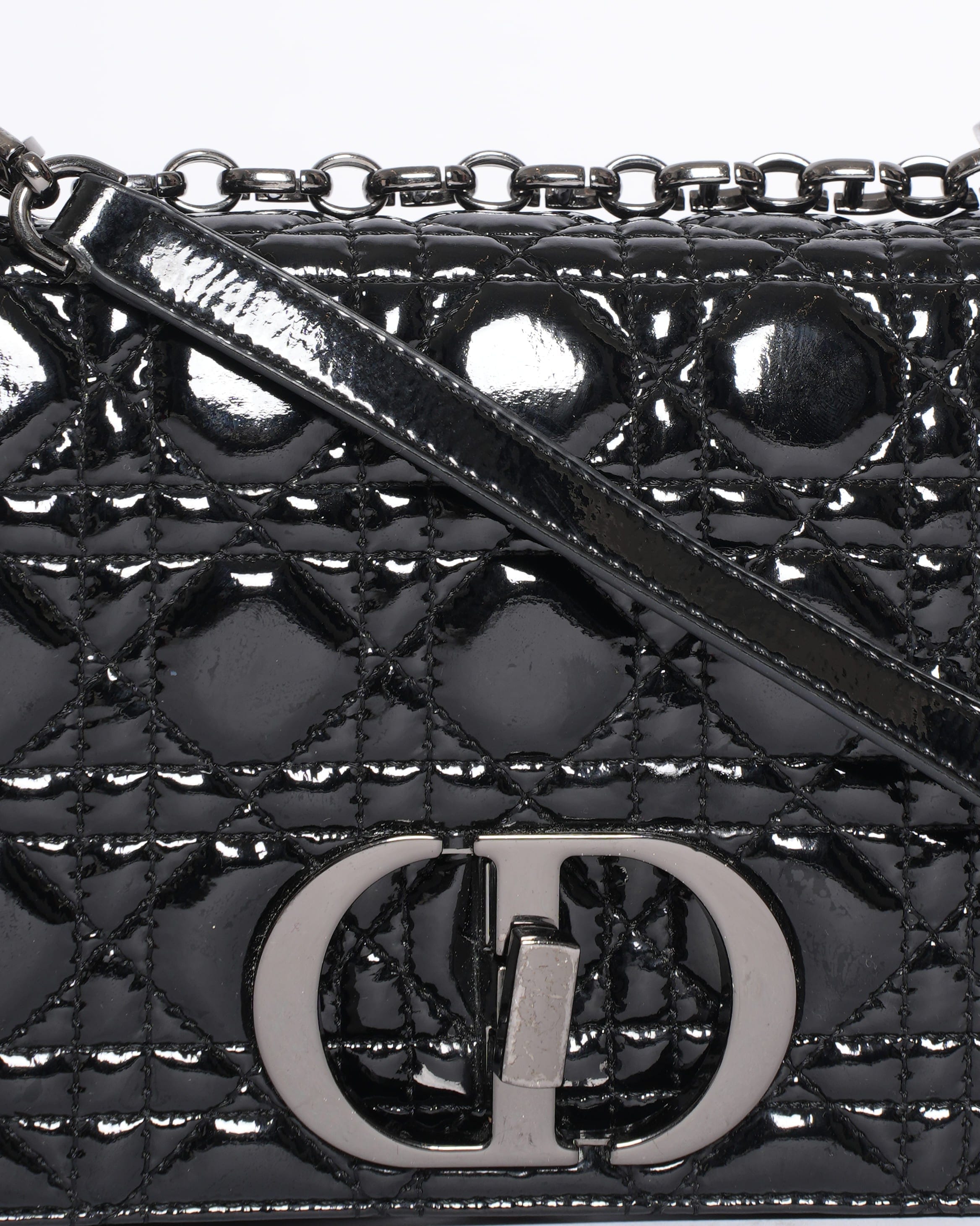 Dior Christian Dior Medium Caro Bag in Black Patent Leather
