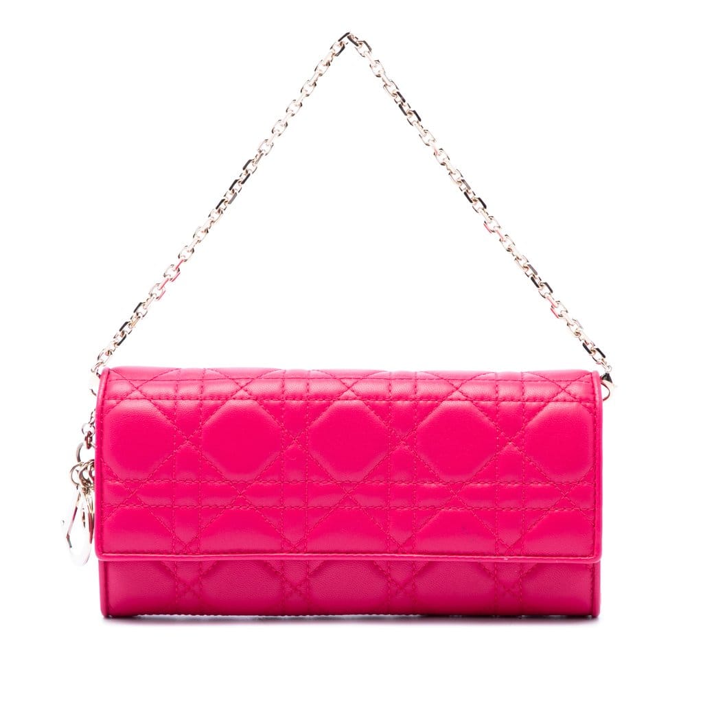 Dior Lambskin Cannage Lady Dior Wallet On Chain