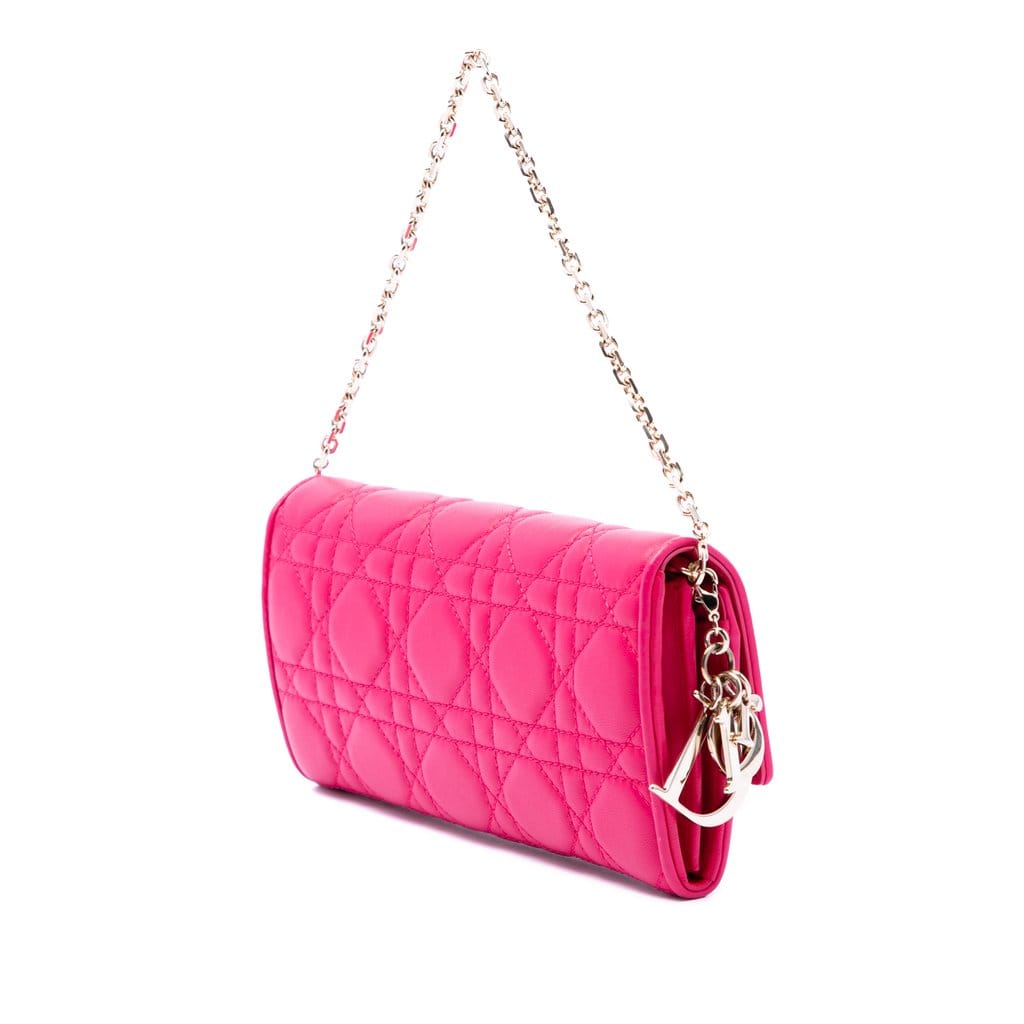 Dior Lambskin Cannage Lady Dior Wallet On Chain