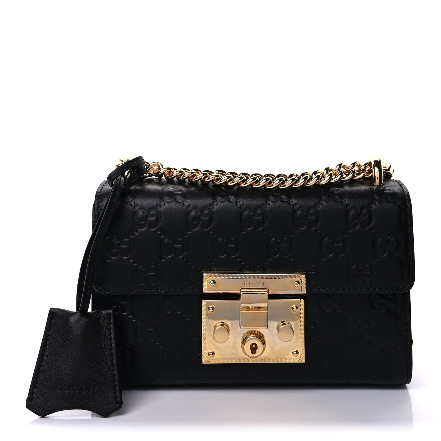 Guccissima Small Padlock Shoulder Bag Black