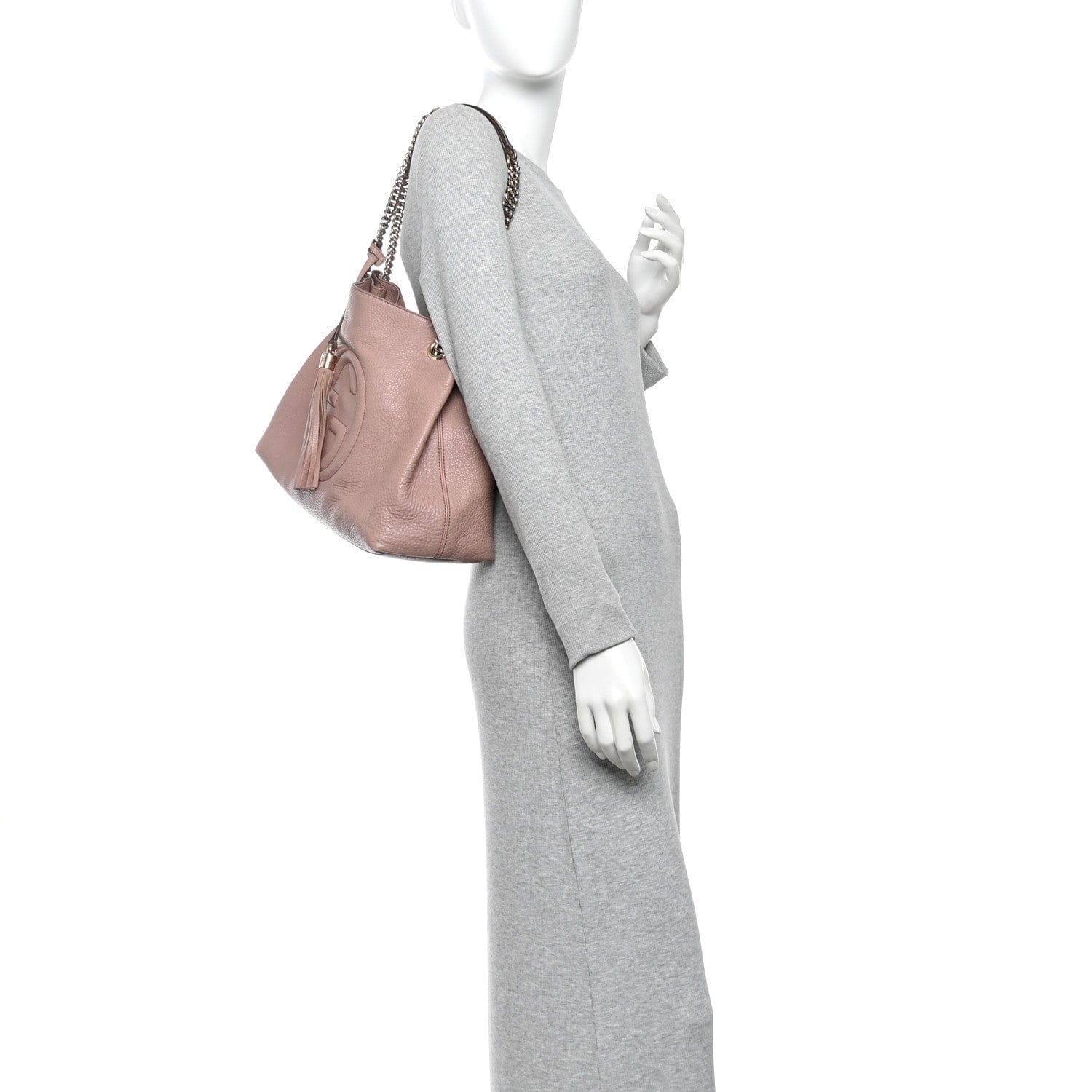 Gucci Pebbled Calfskin Medium Soho Chain Shoulder Bag Antique Rose