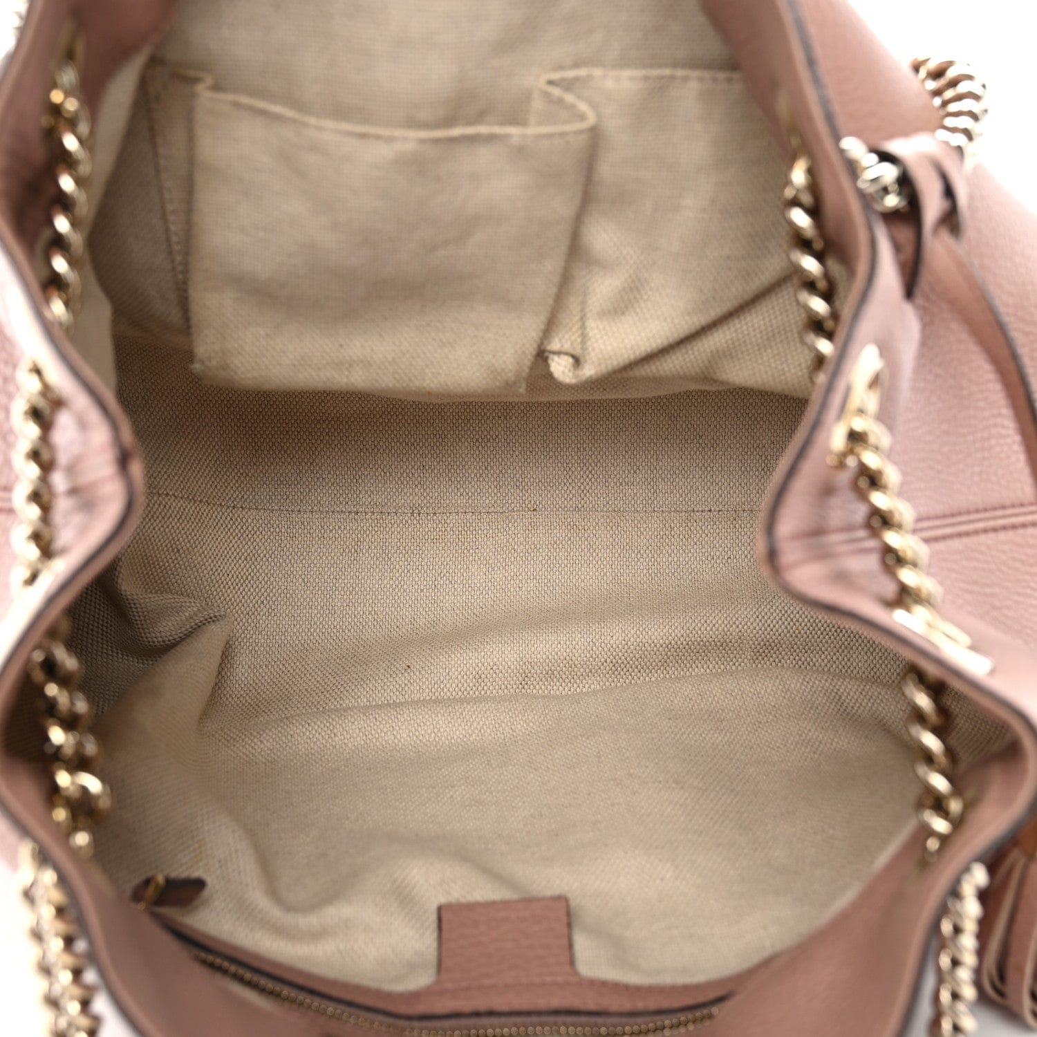 Gucci Pebbled Calfskin Medium Soho Chain Shoulder Bag Antique Rose