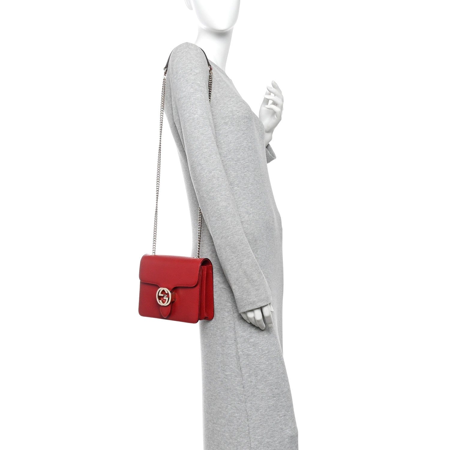 Gucci Dollar Calfskin Small Interlocking G Shoulder Bag Red