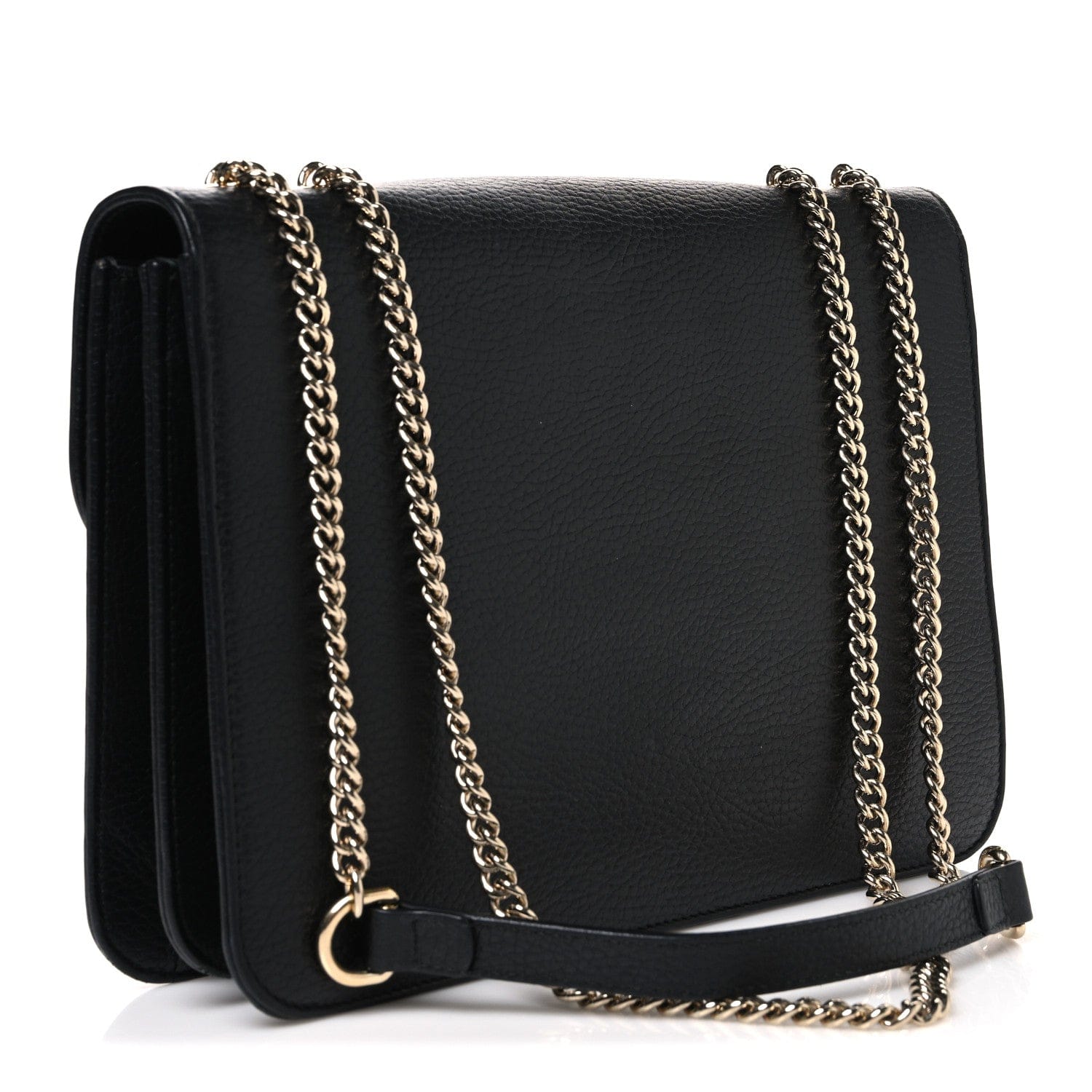 Gucci Dollar Calfskin Interlocking G Shoulder Bag Black