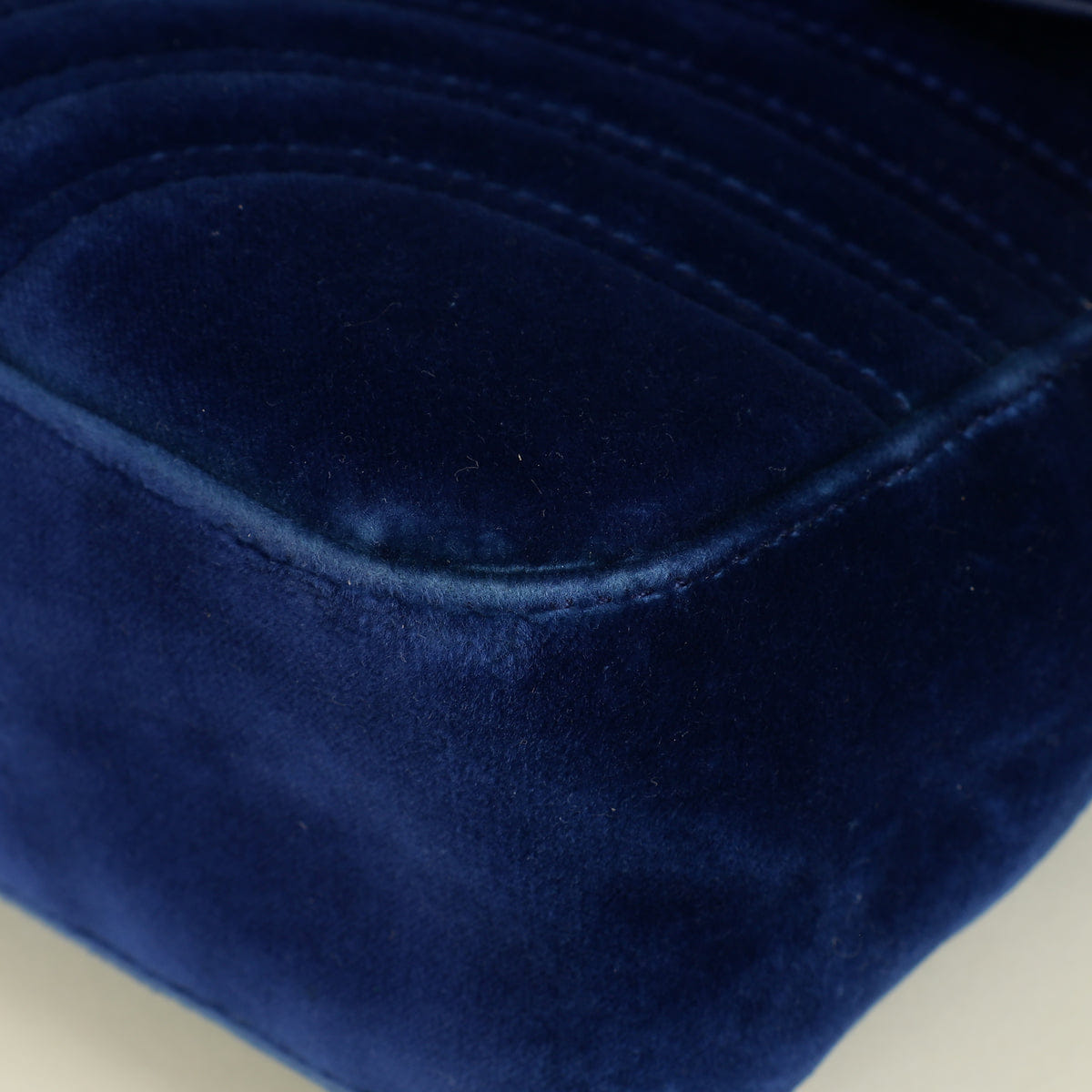 Gucci Dark Blue GG Marmont Velvet Large Shoulder Bag