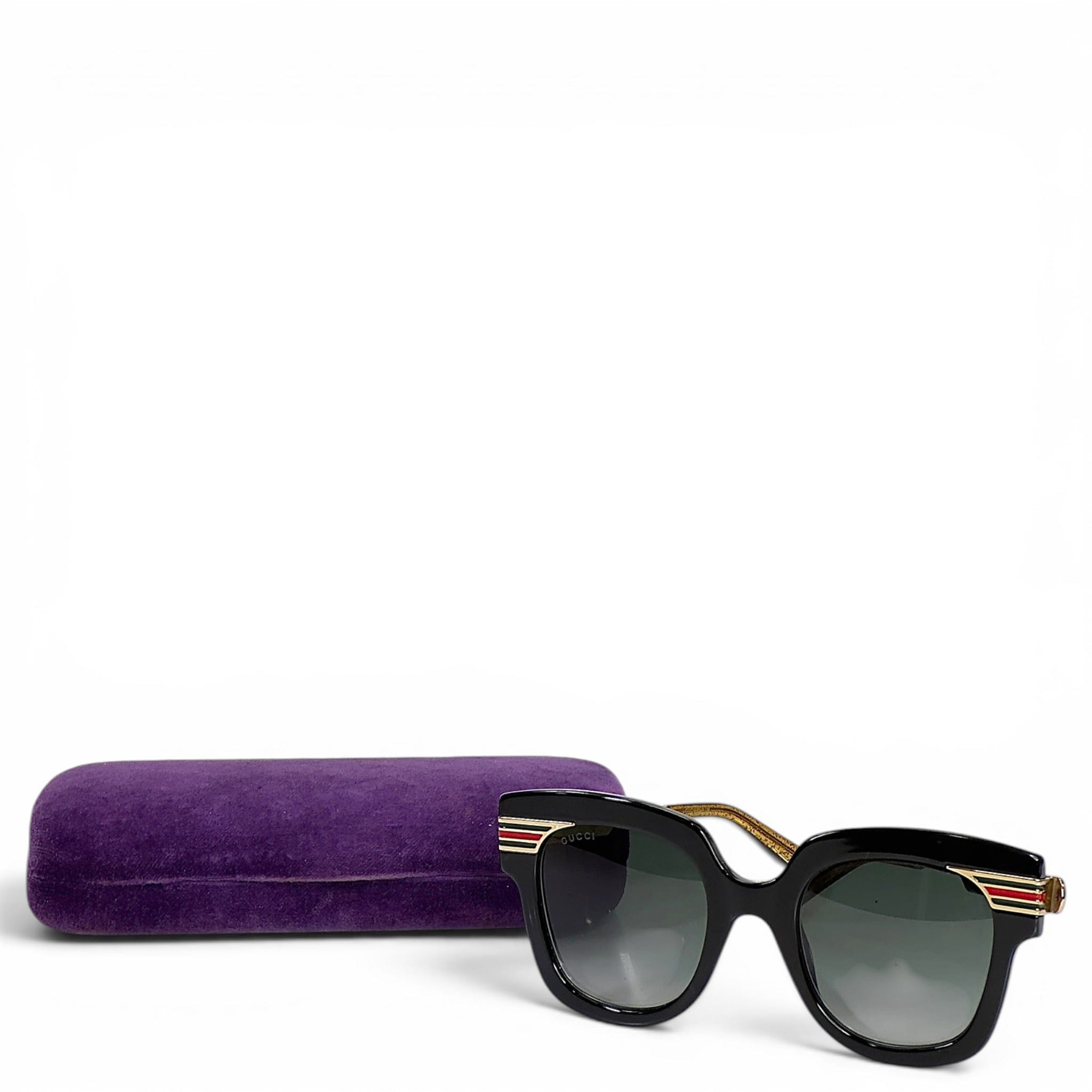 Gucci square black acetate frame sunglasses