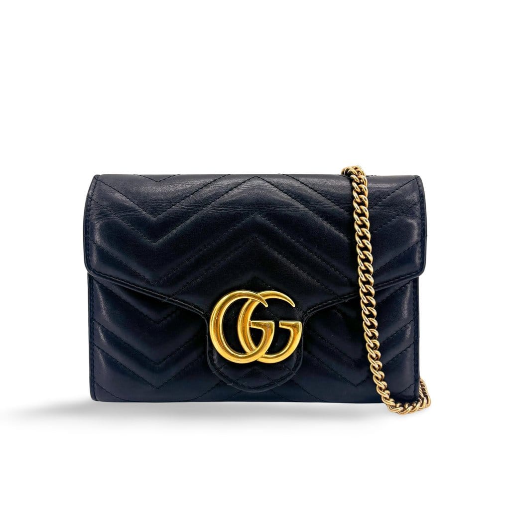 Gucci GG Marmont Matelasse Chain Shoulder Bag Black