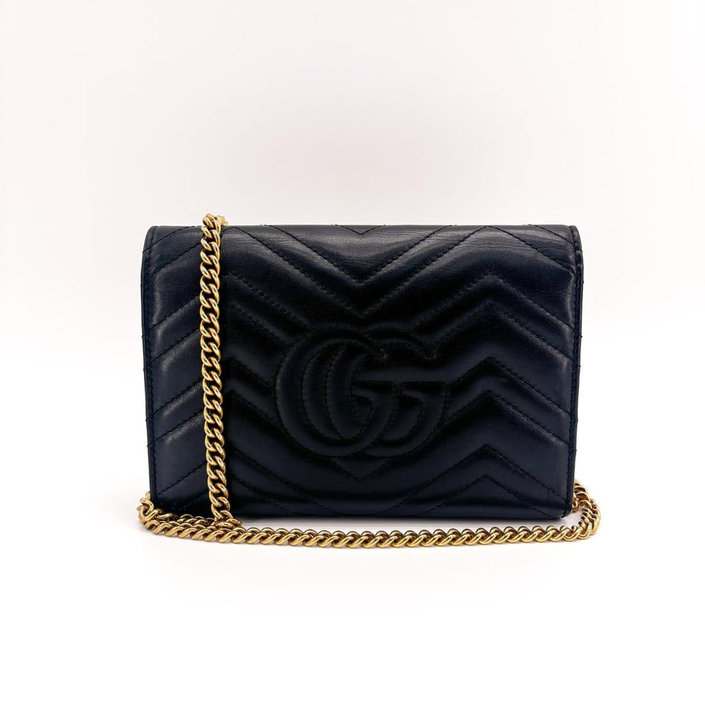 Gucci GG Marmont Matelasse Chain Shoulder Bag Black