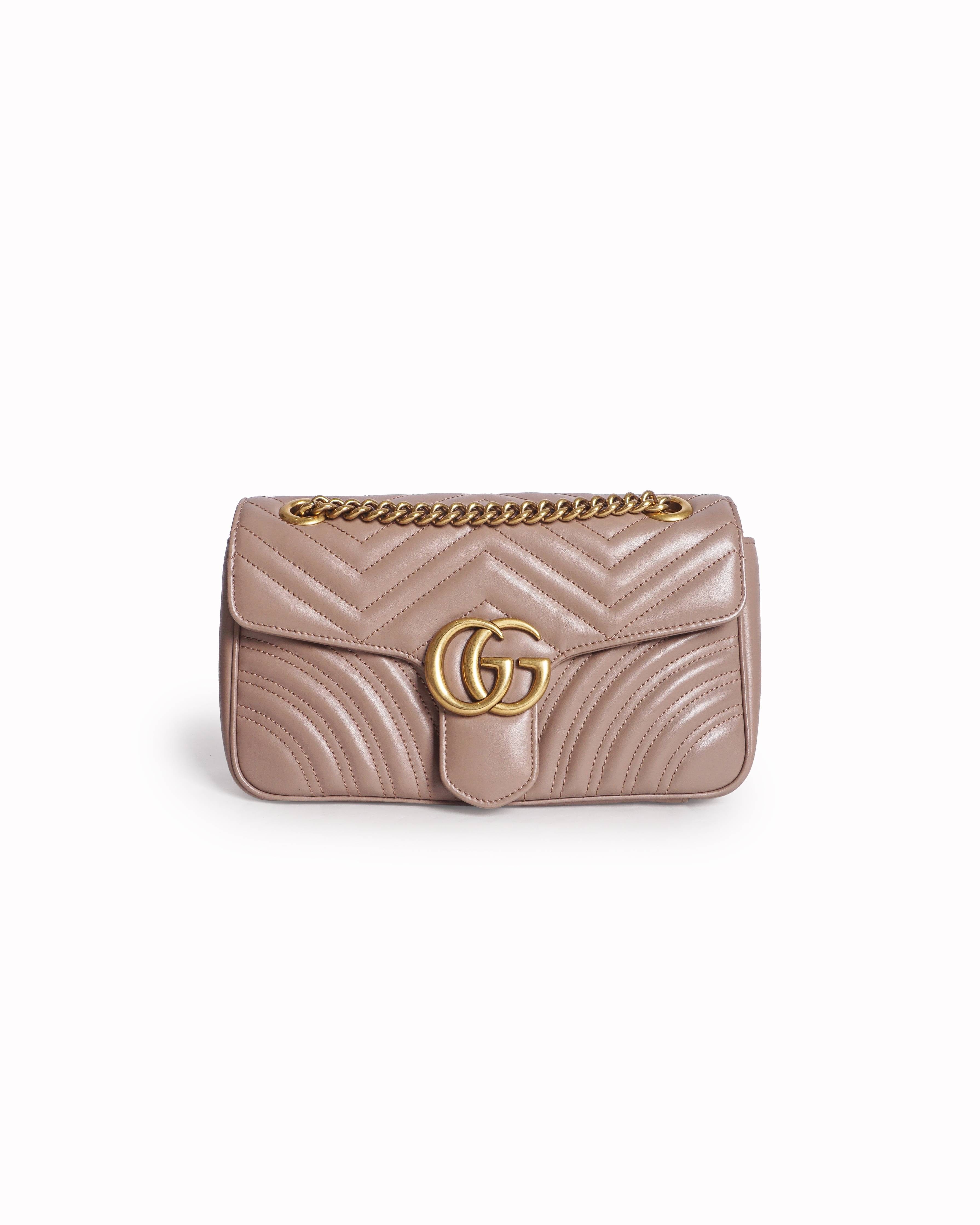 Gucci Mauve Pink Matelassé Leather GG Marmont Medium Shoulder Bag