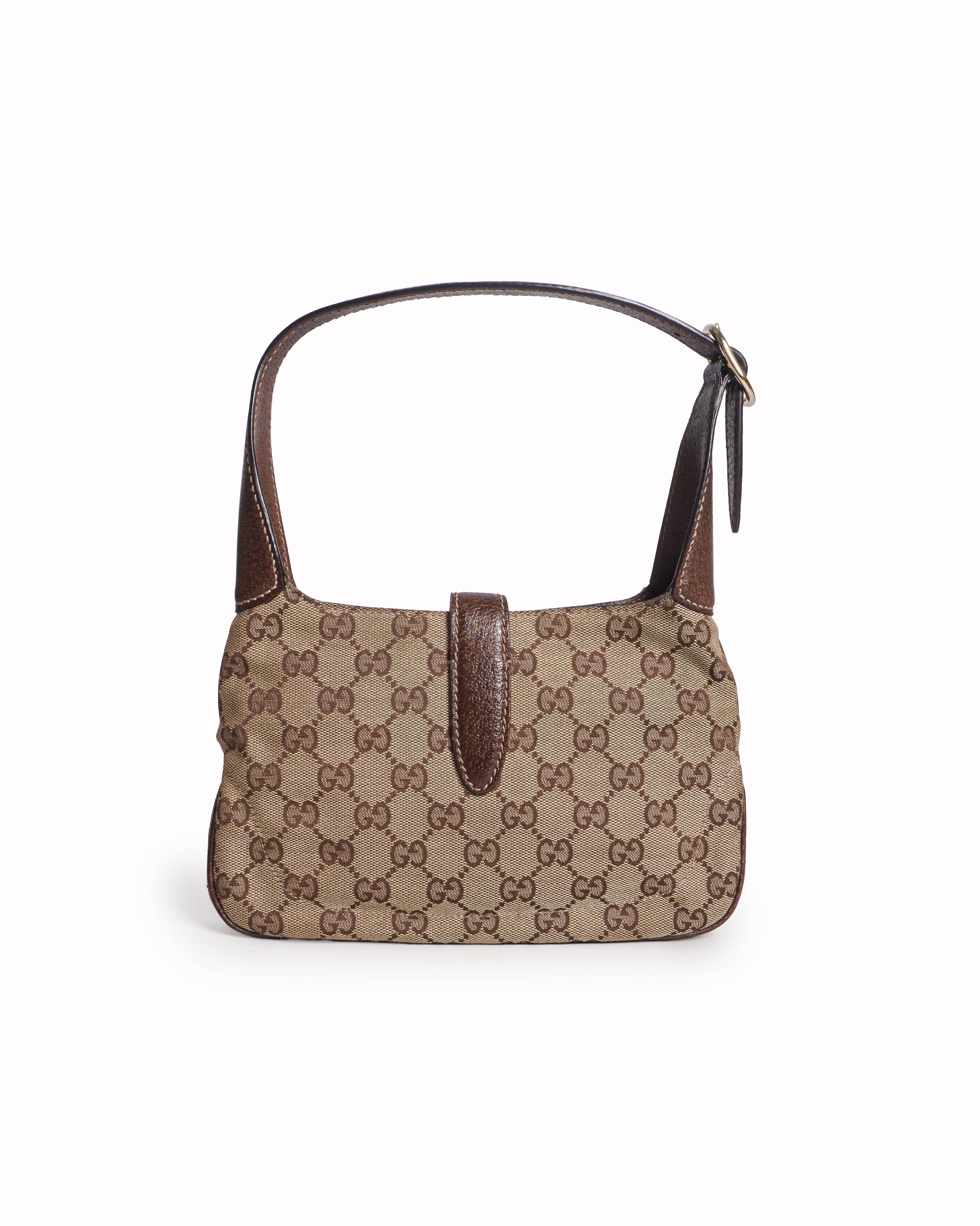 Gucci Jackie 1961 GG Canvas & Brown Leather Shoulder Bag