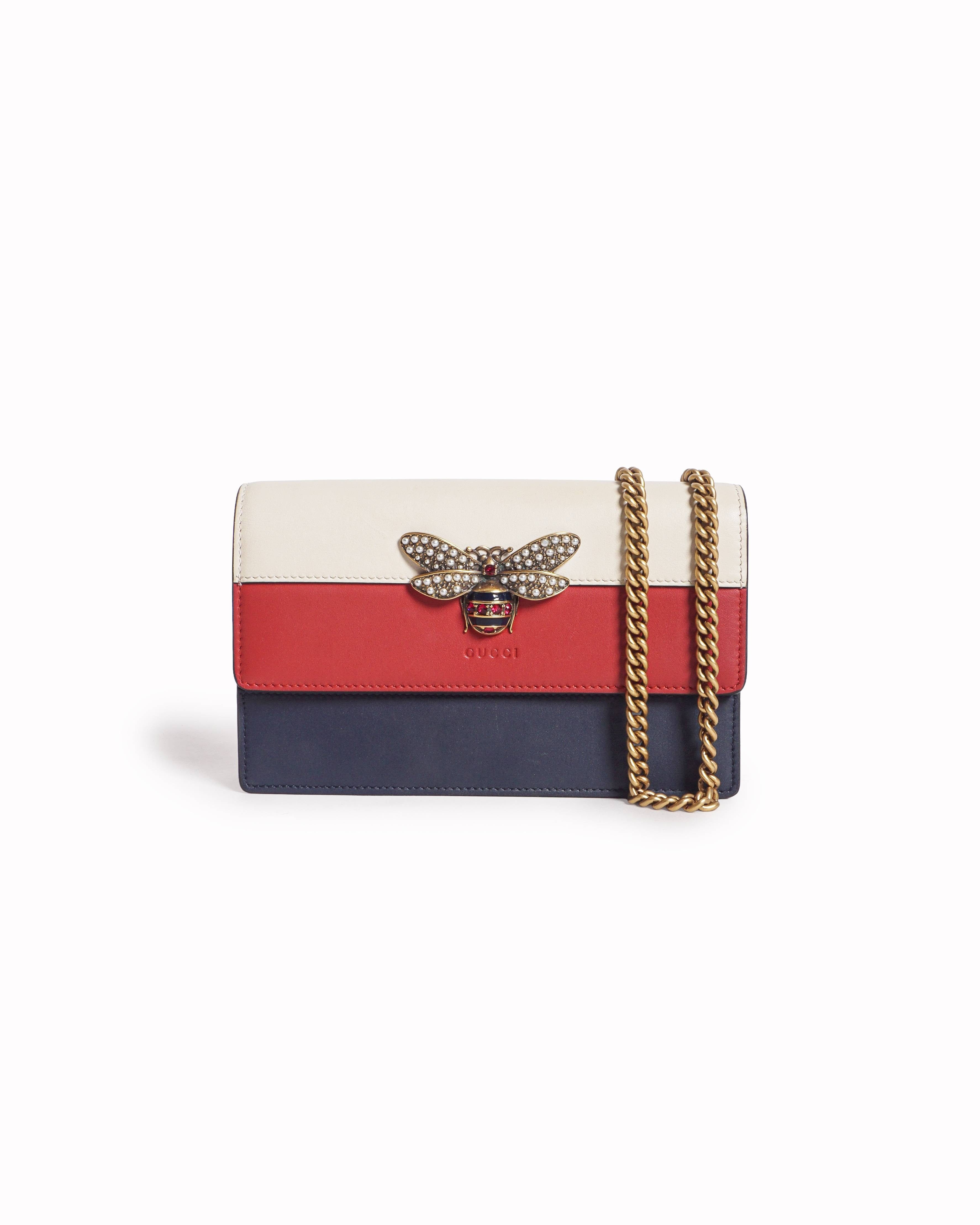 Gucci Queen Margaret Tri - Color Leather Bee Bag