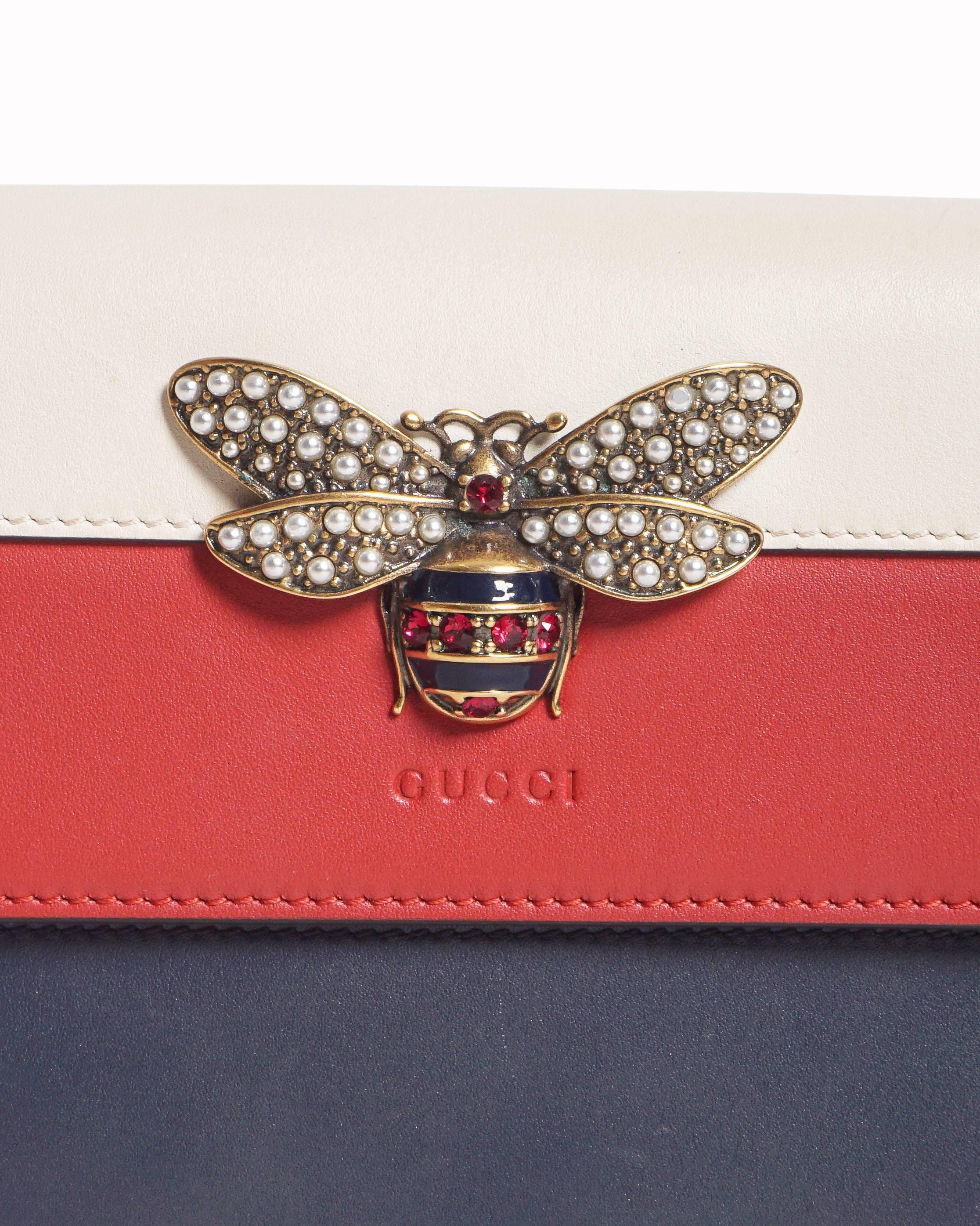 Gucci Queen Margaret Tri - Color Leather Bee Bag