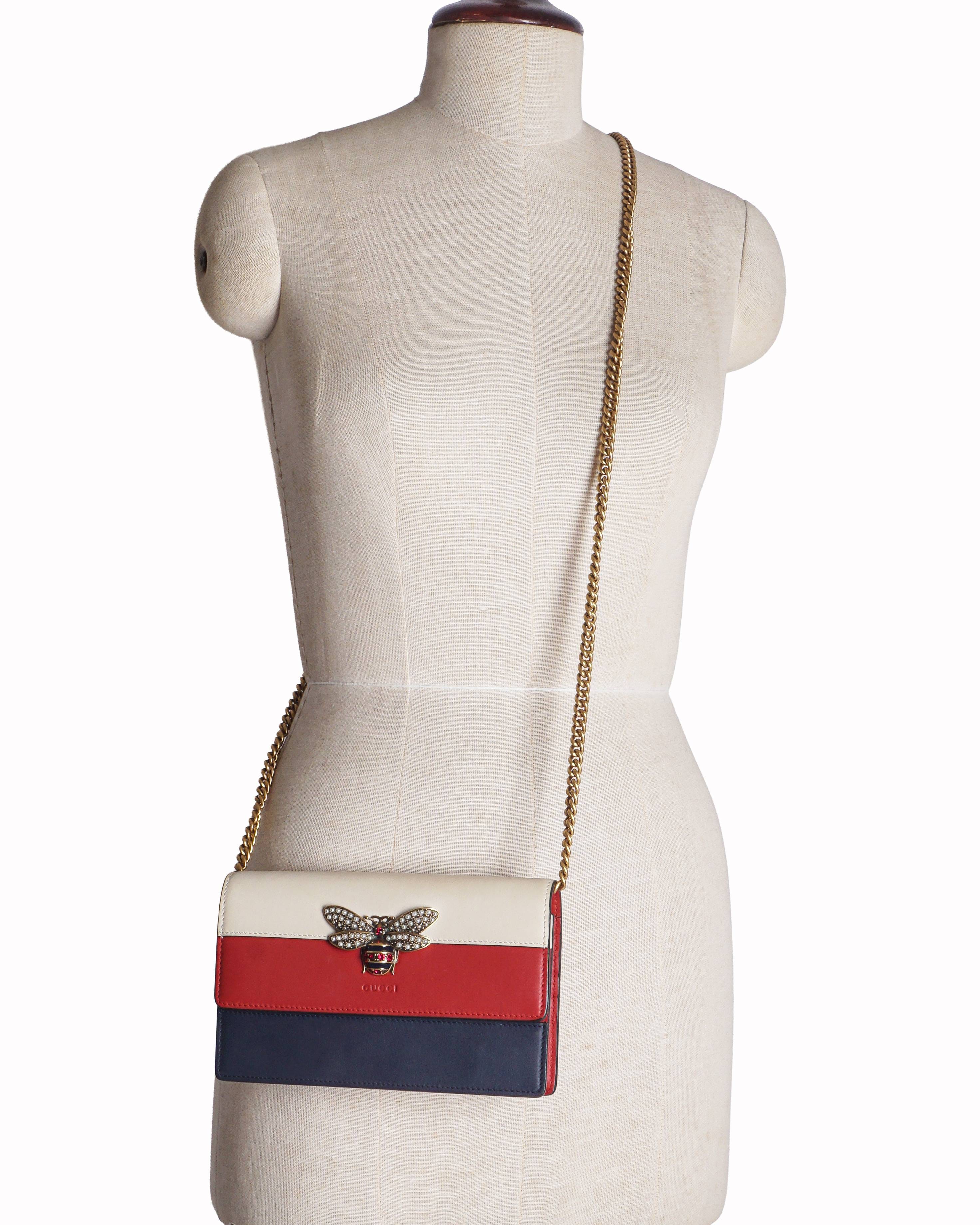 Gucci Queen Margaret Tri - Color Leather Bee Bag